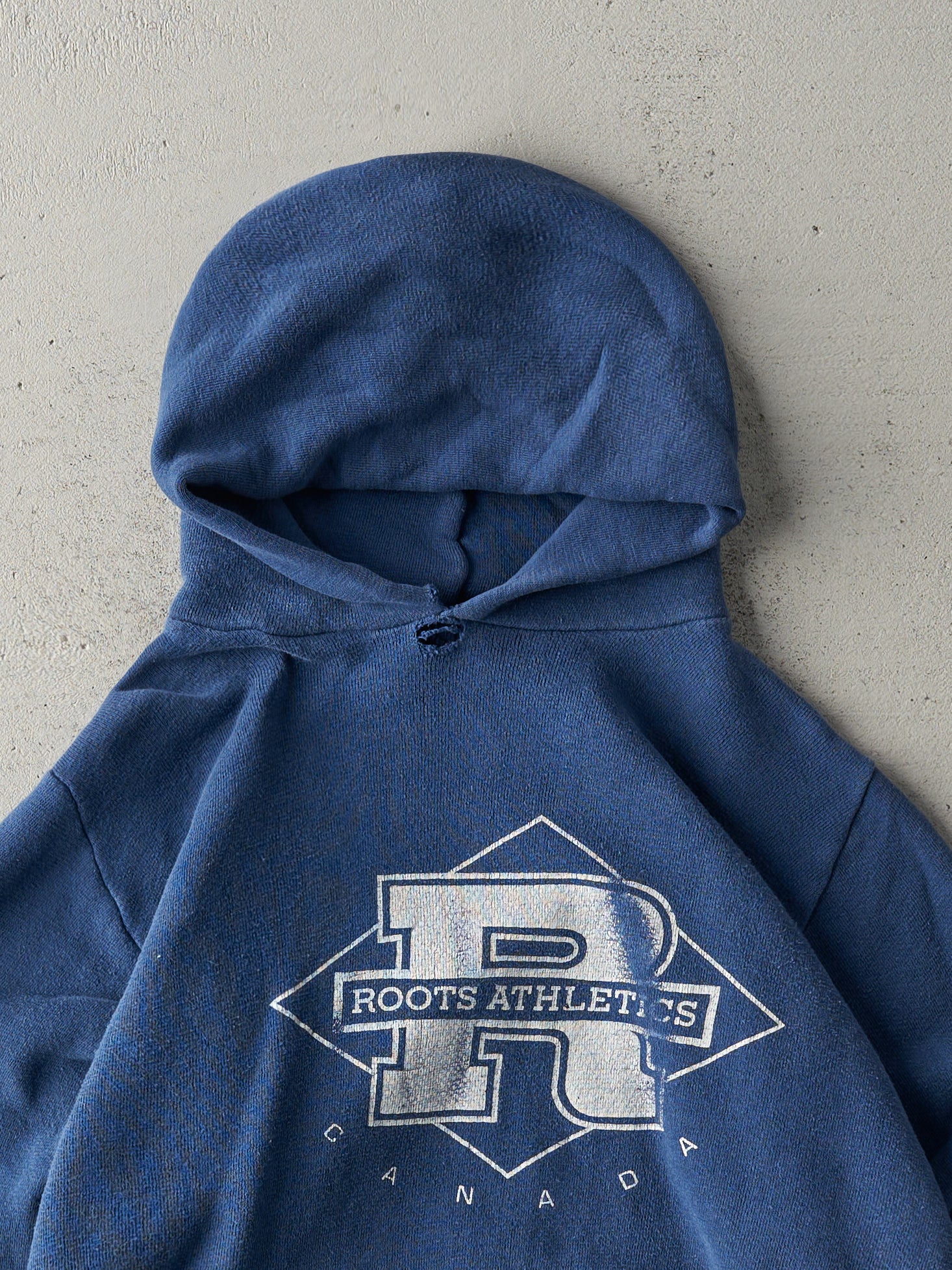 Vintage 90s Washed Navy Roots Athletics Boxy Hoodie (XS/S) - Image 2