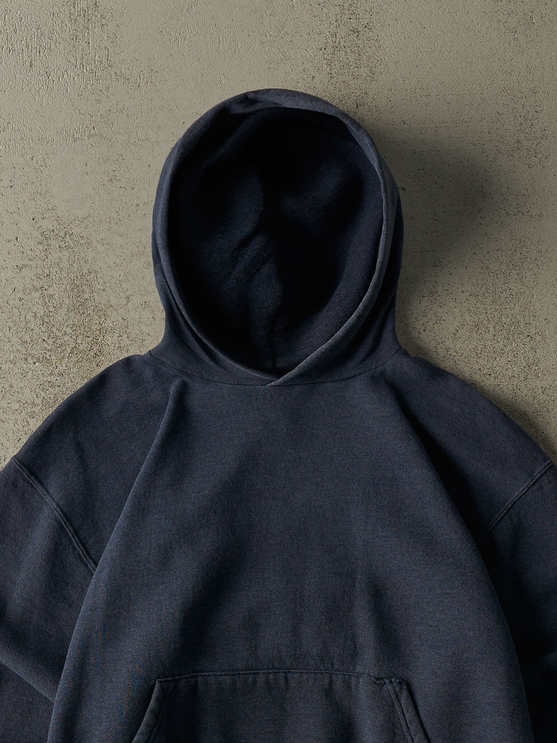 Vintage 90s Washed Navy Russell Athletic Blank Hoodie (S/M) - Image 2