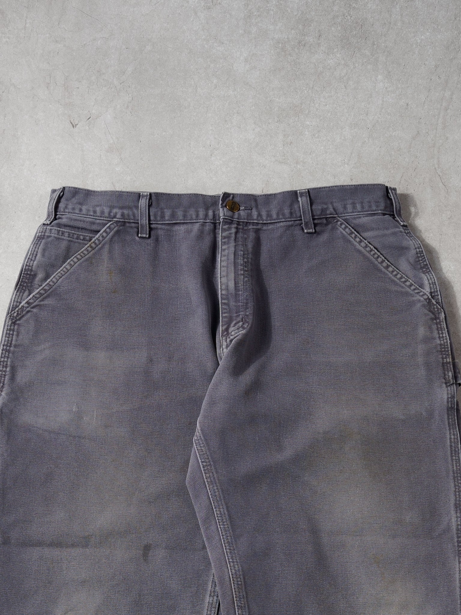 Vintage 90s Washed Stone Grey Carhartt Carpenter Pants (36x27) - Image 3