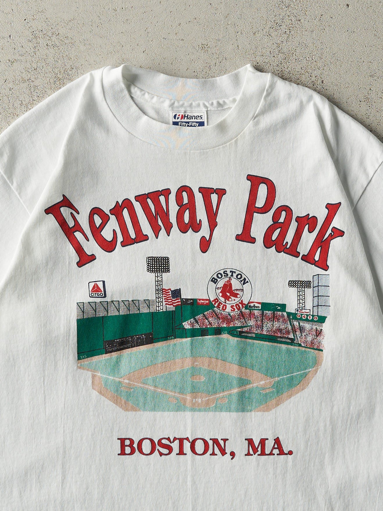 Vintage 80s White Fenway Park Single Stitch Tee (M) - Image 2