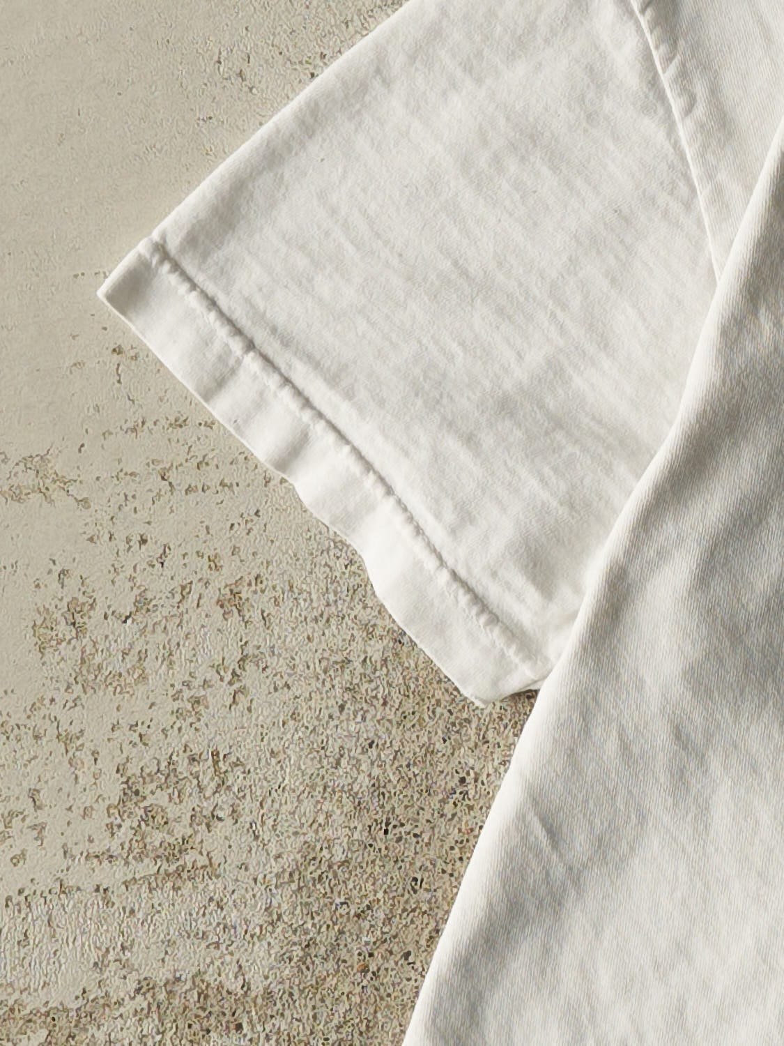 Vintage 90s White Adidas Embroidered Logo Tee (M) - Image 3