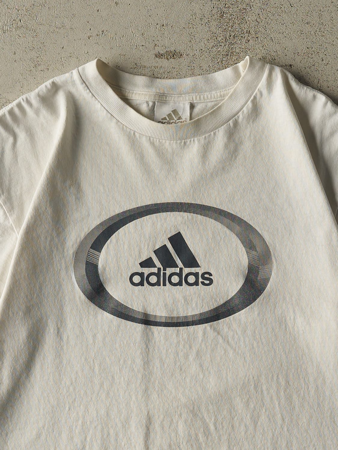 Vintage 90s White Adidas Logo Tee (M/L) - Image 2
