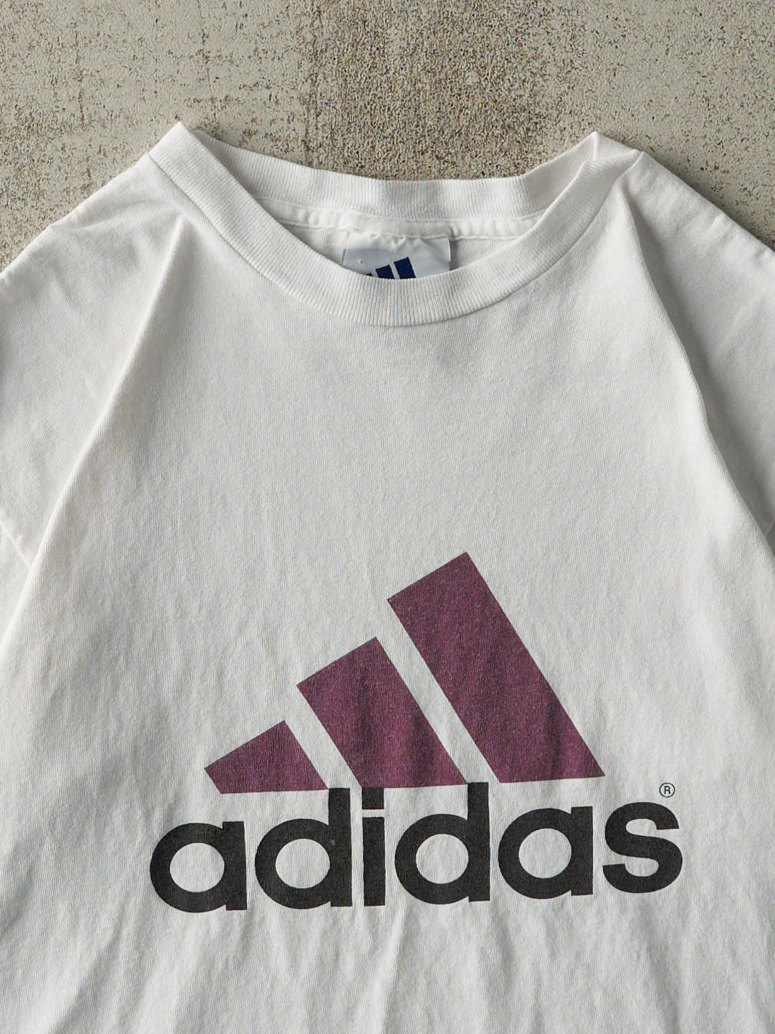 Vintage 90s White Adidas Logo Tee (S/M) - Image 2