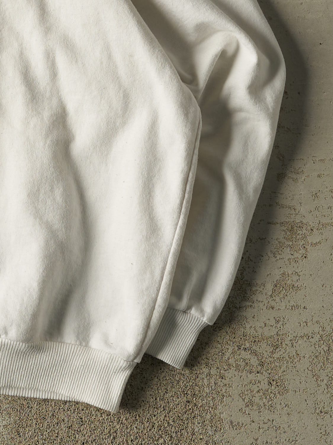 Vintage 90s White Bell Embroidered Quarter Button Sweater (L/XL) - Image 4