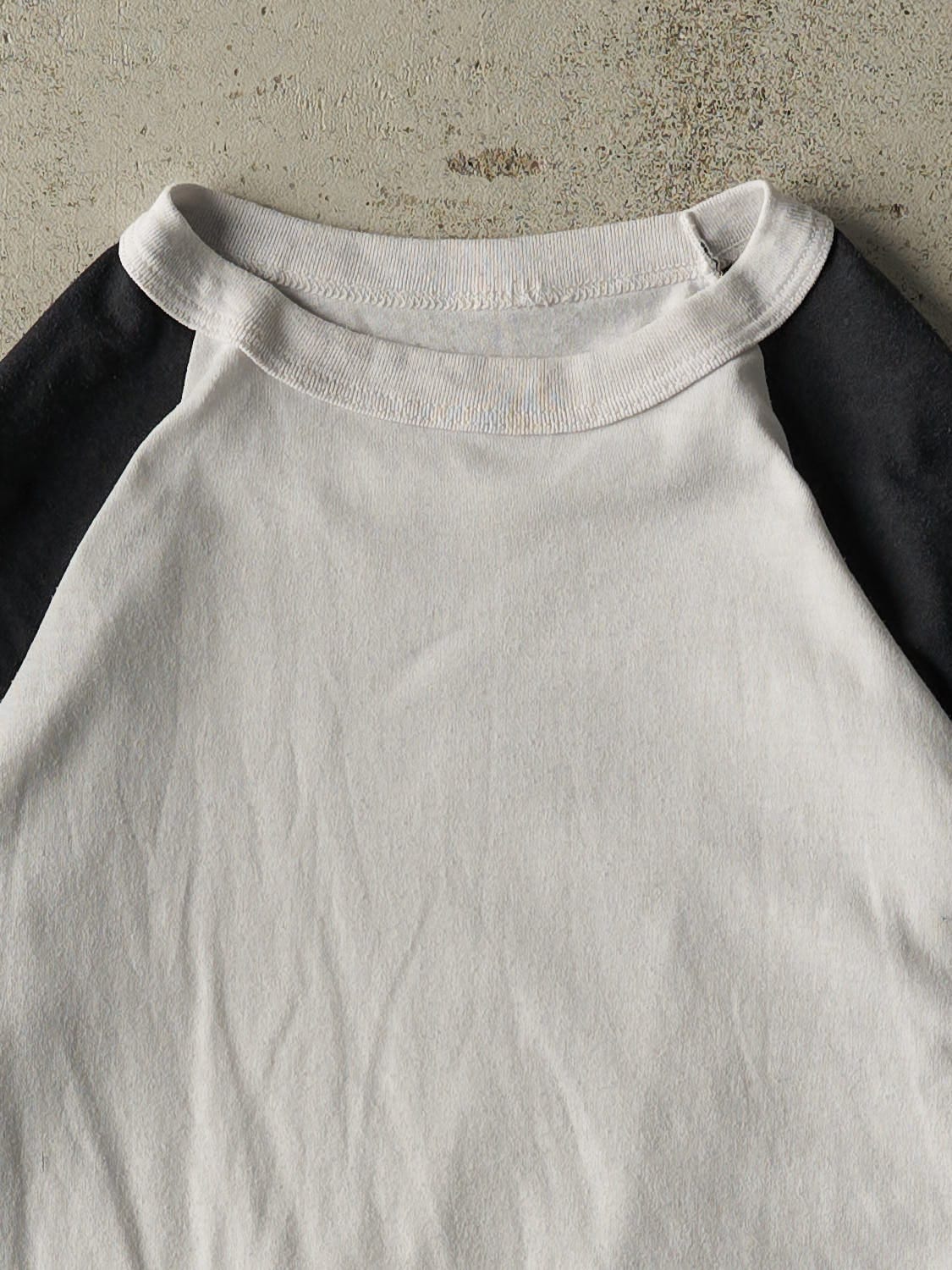 Vintage 80s White & Black Raglan Tee (XS/S) - Image 2