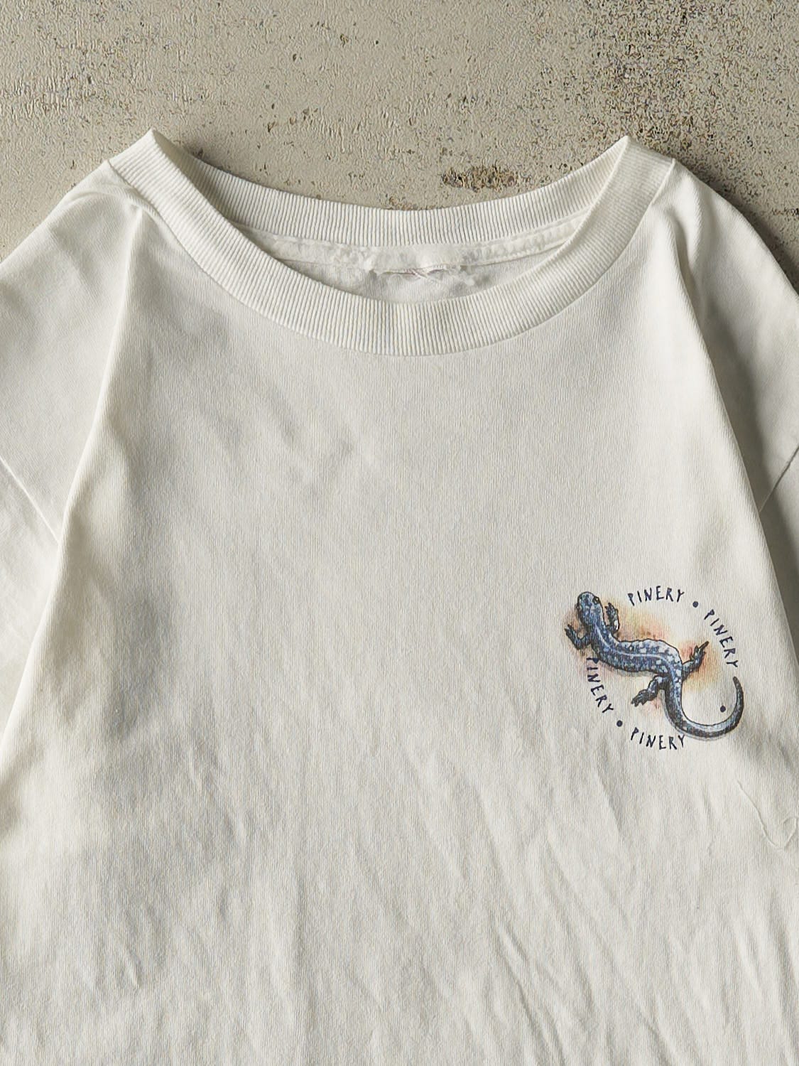 Vintage 90s White Blue Spotted Salamander Tee (S/M) - Image 3