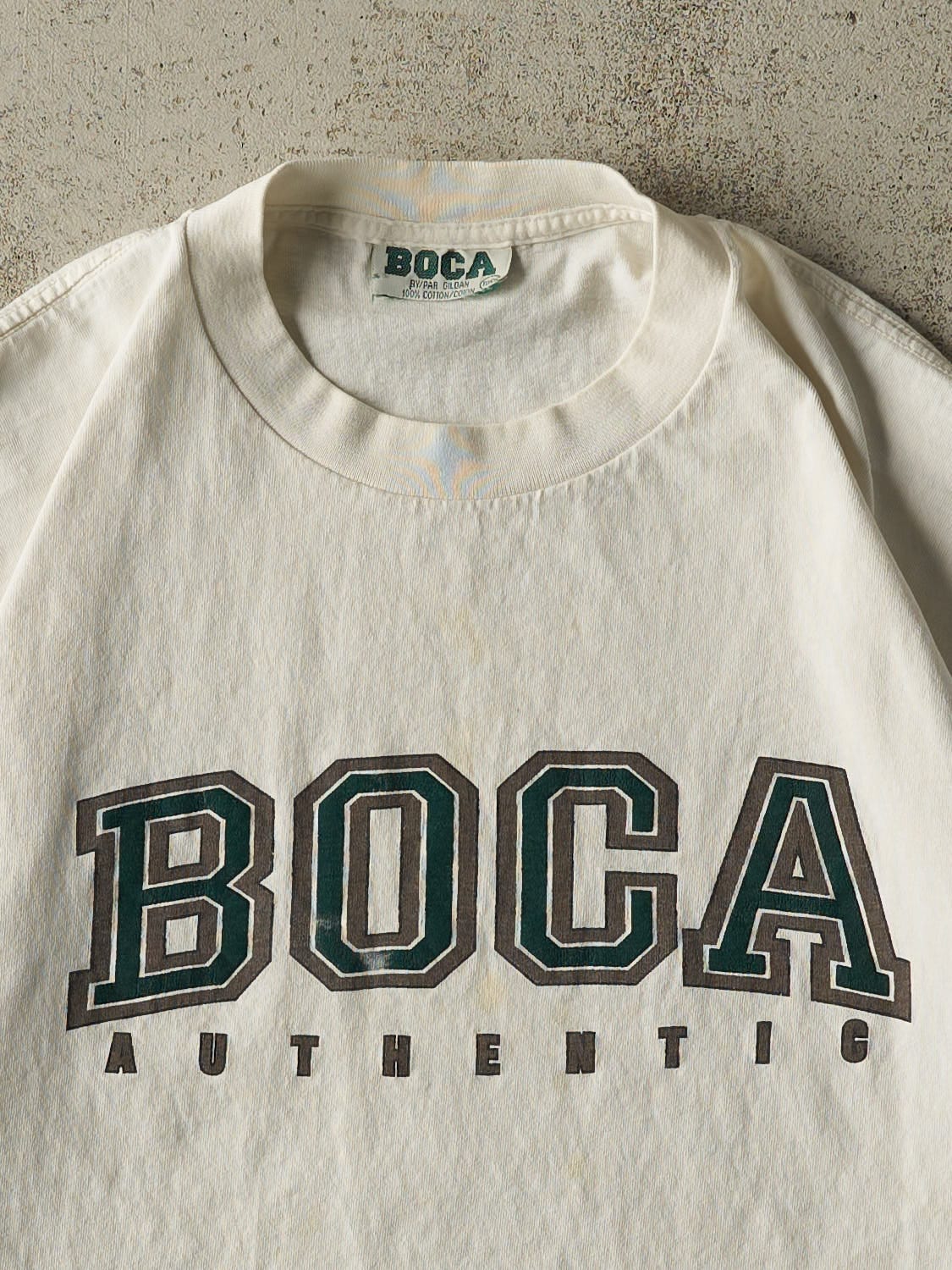 Vintage 90s White Boca Authentic Tee (L) - Image 2