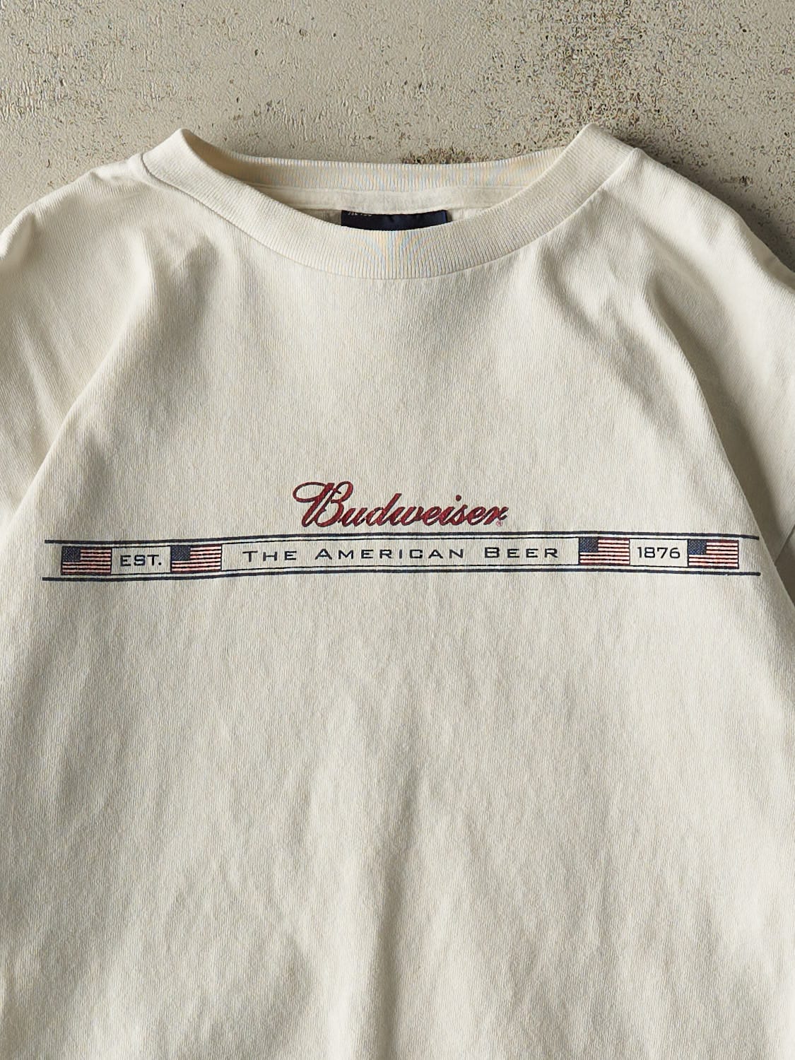 Vintage 90s White Budweiser Long Sleeve (S/M) - Image 2