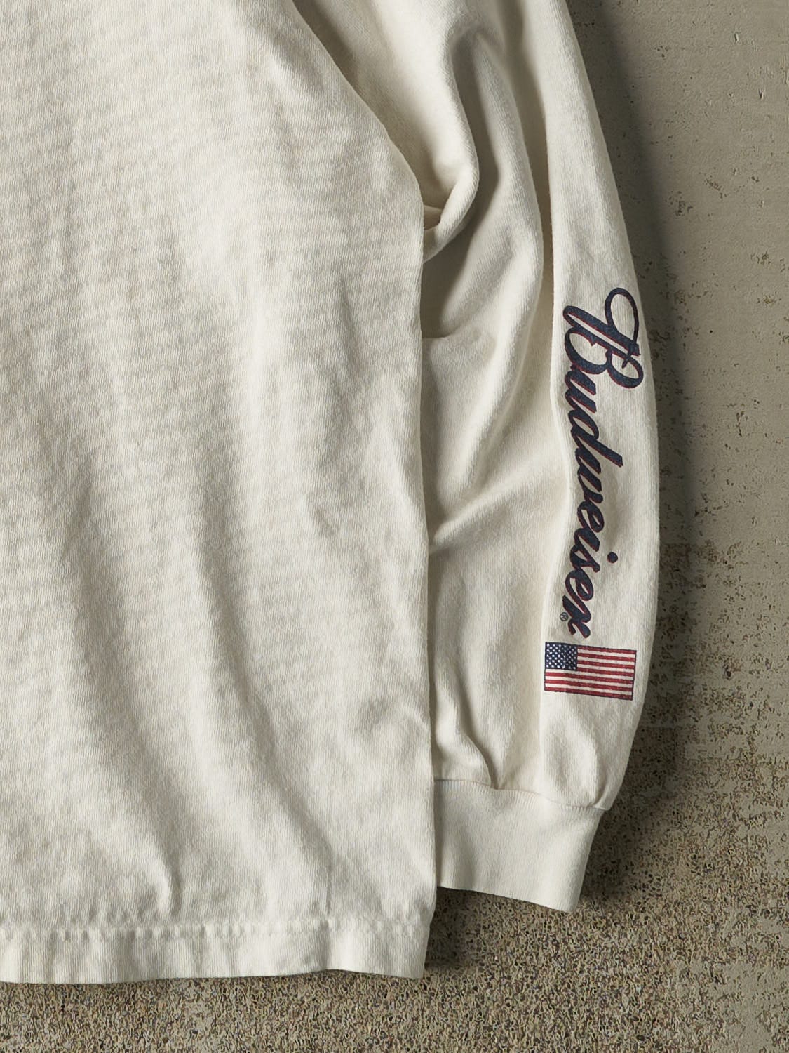 Vintage 90s White Budweiser Long Sleeve (S/M) - Image 4