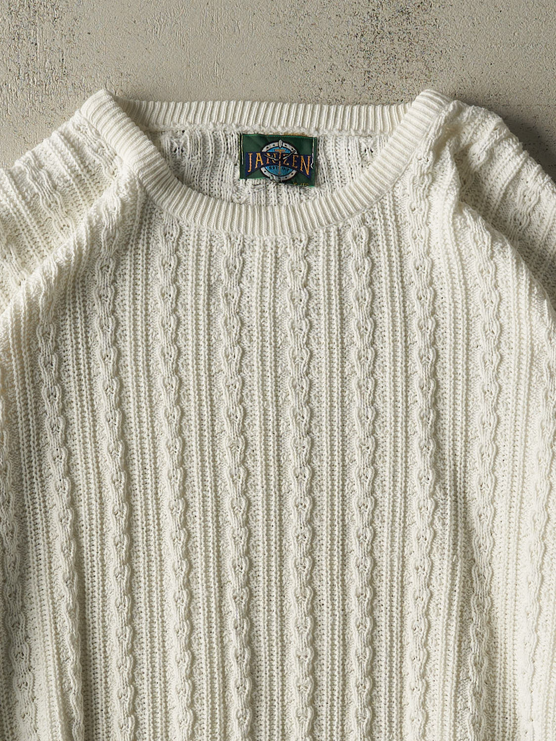 Vintage 90s White Cable Knit (XL/XXL) - Image 2