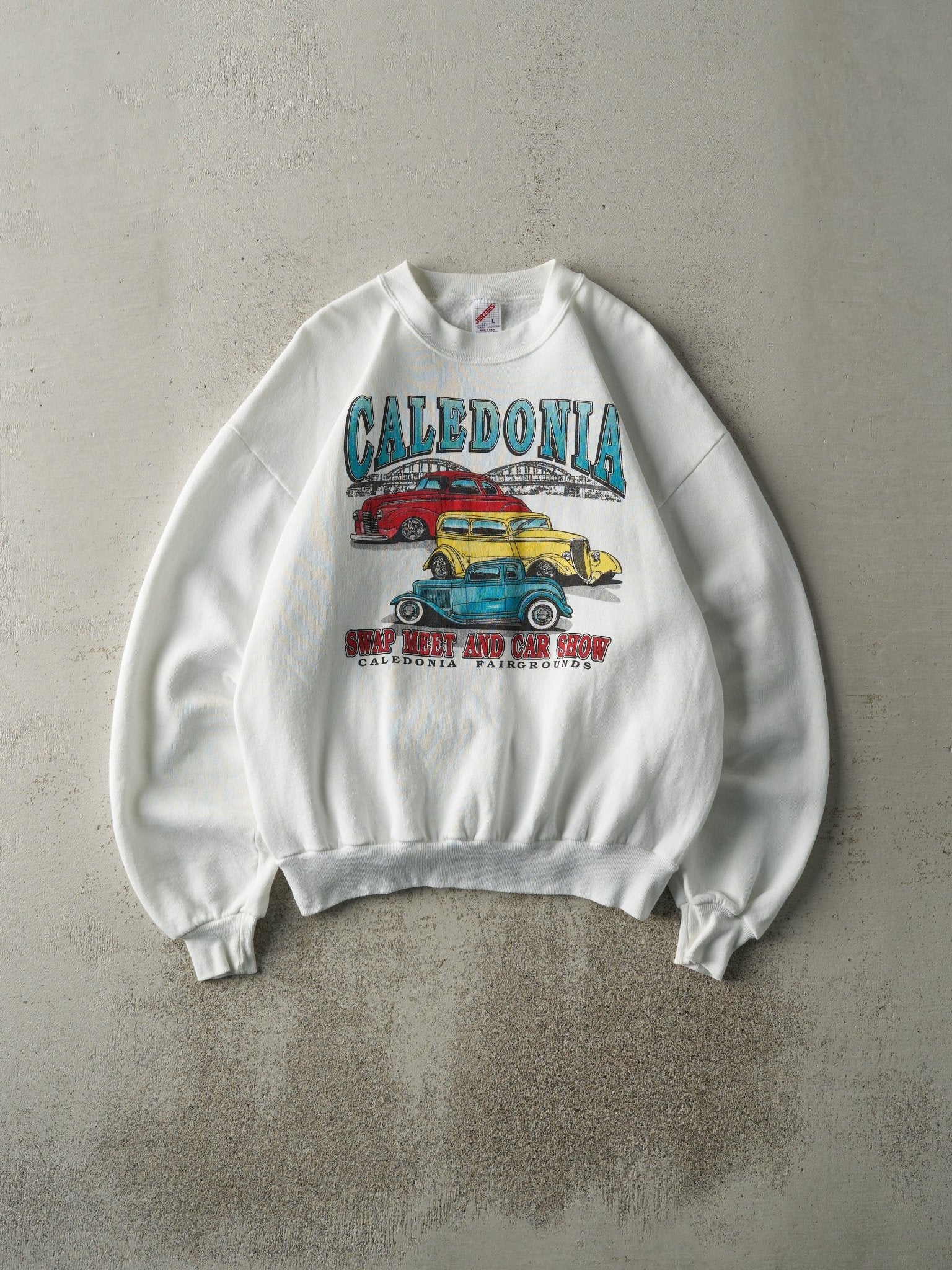 Vintage 90s White Caledonia Swap Meet & Car Show Crewneck (M)