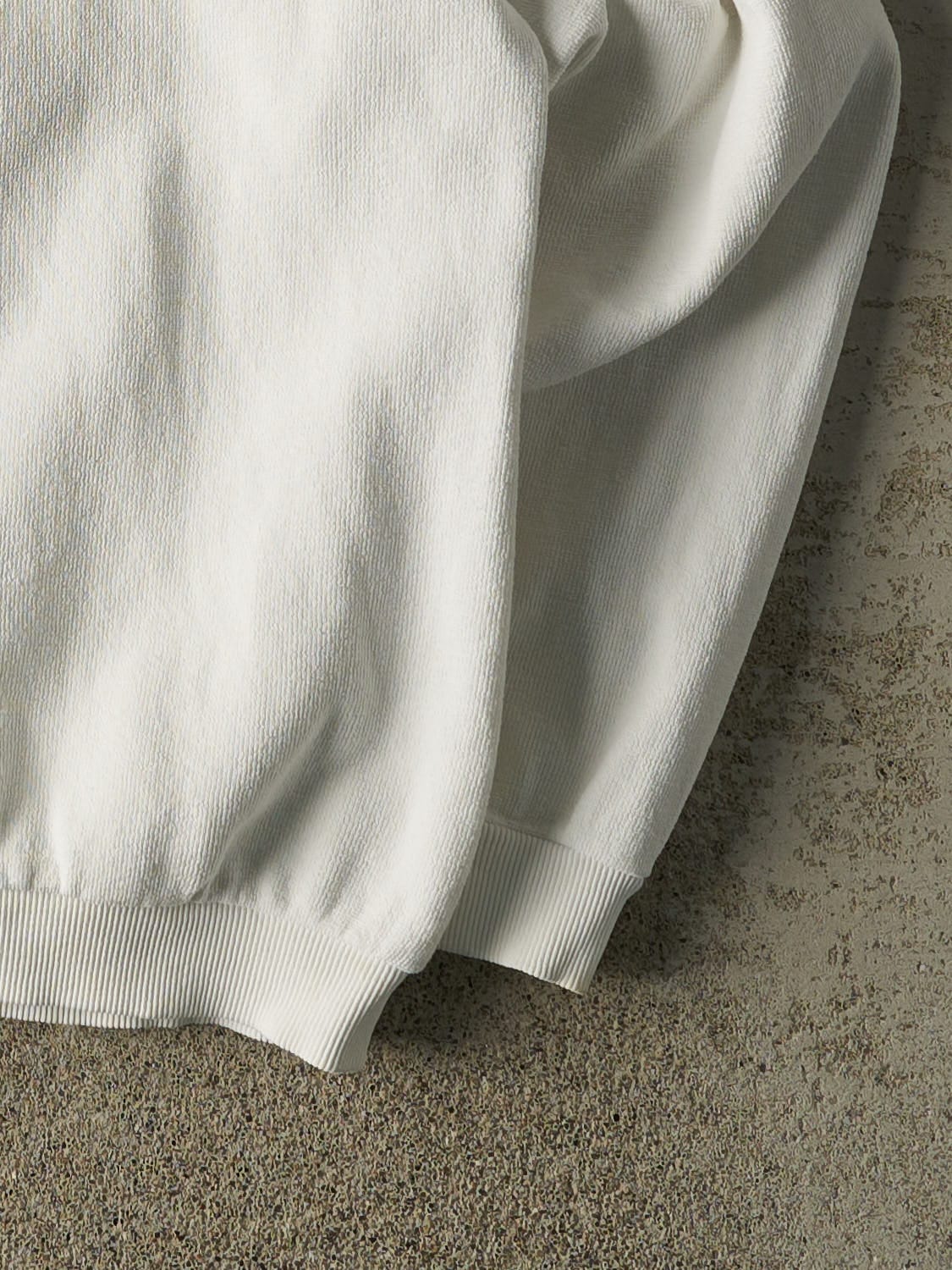 Vintage 90s White California Embroidered Quarter Button Textured Sweater (L/XL) - Image 4