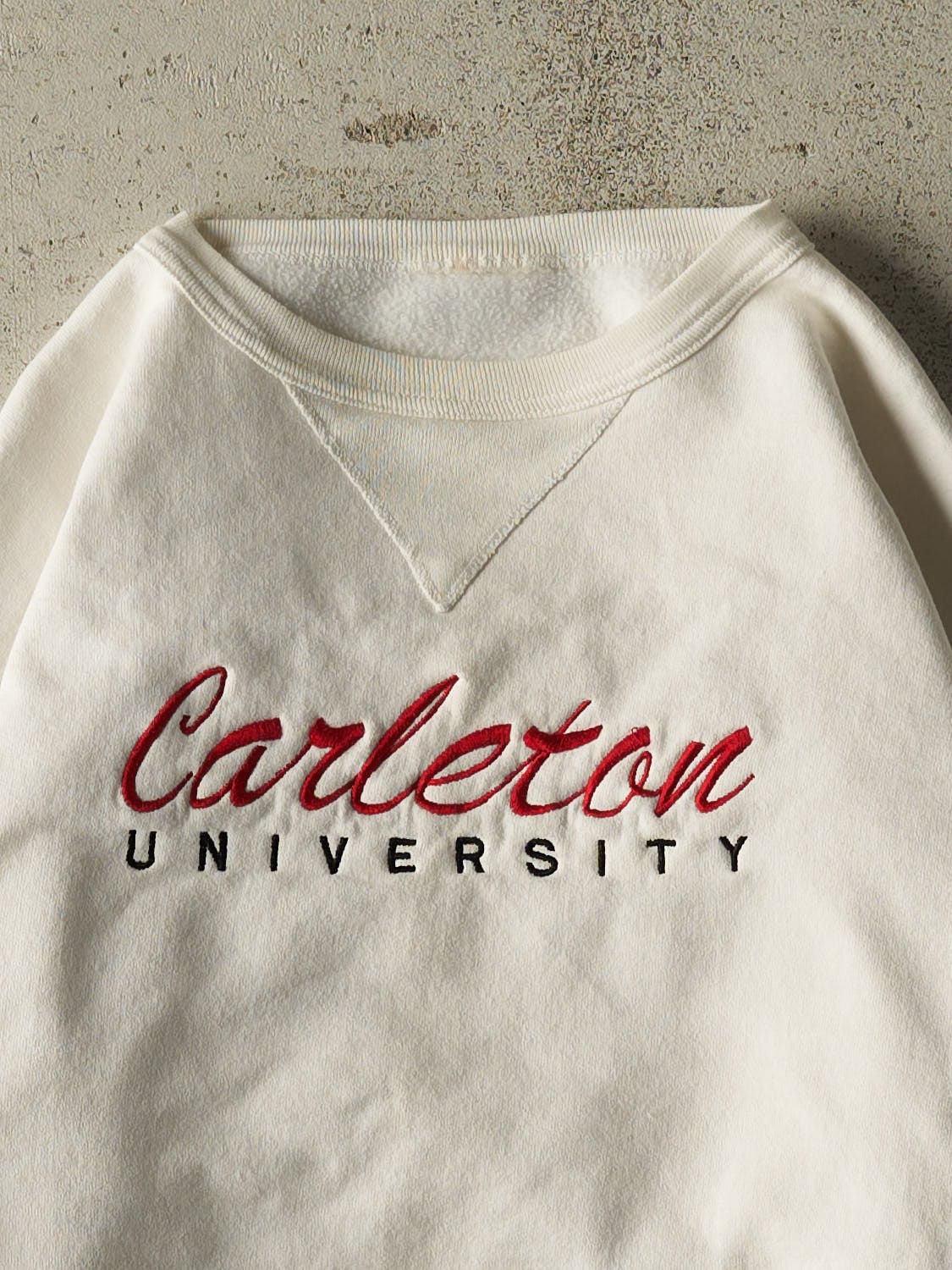Vintage 90s White Carleton University Crewneck (XS/S) - Image 2