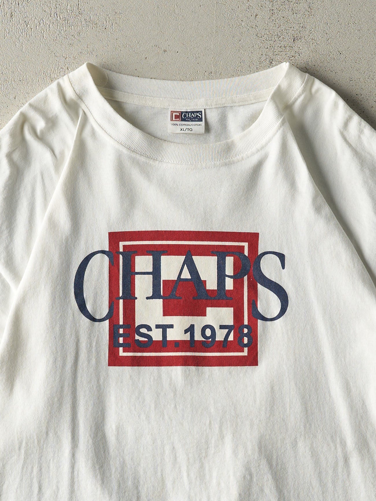 Vintage 90s White Chaps Tee (XL/XXL) - Image 2