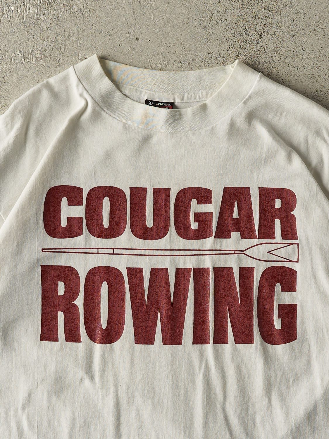Vintage 90s White Cougar Rowing Single Stitch Tee (L) - Image 2