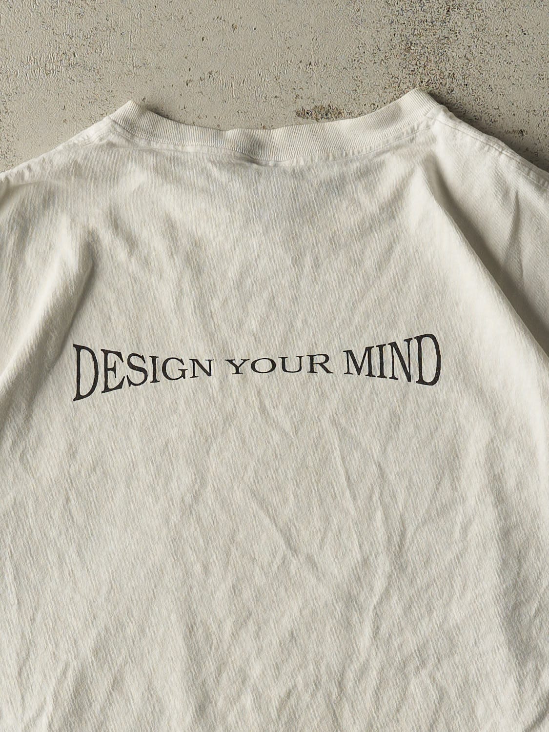 Vintage 90s White "Design Your Mind" Tee (L/XL) - Image 4