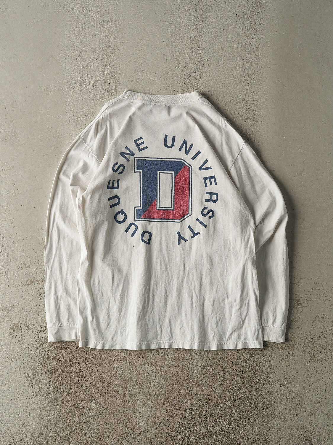 Vintage 90s White Duquesne University Long Sleeve (XL) - Image 2