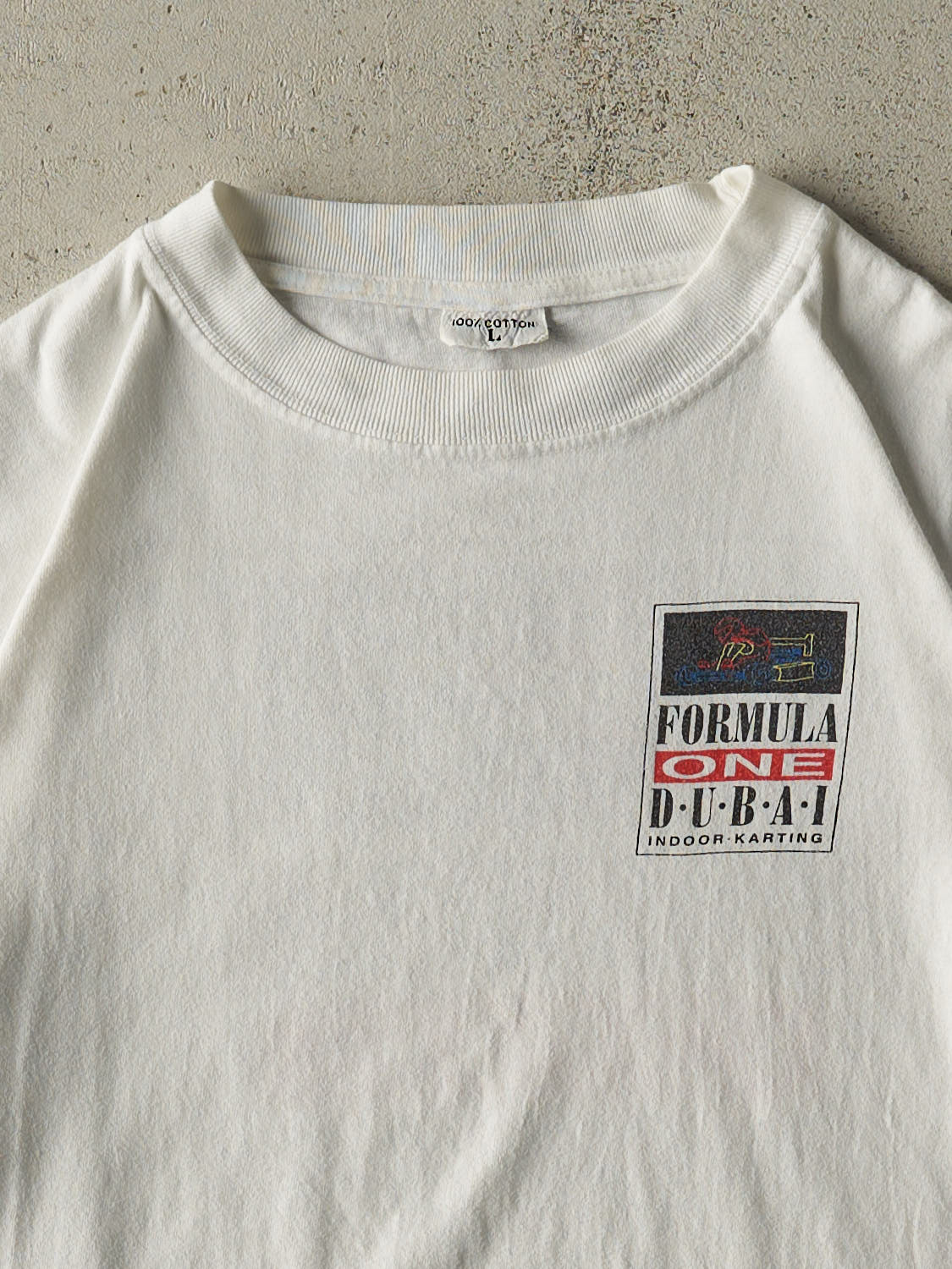 Vintage 90s White Formula One Dubai Tee (M/L) - Image 3