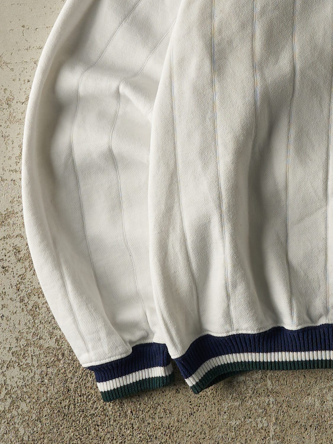 Vintage 90s White Geneva College V Neck Sweater (S) - Image 3