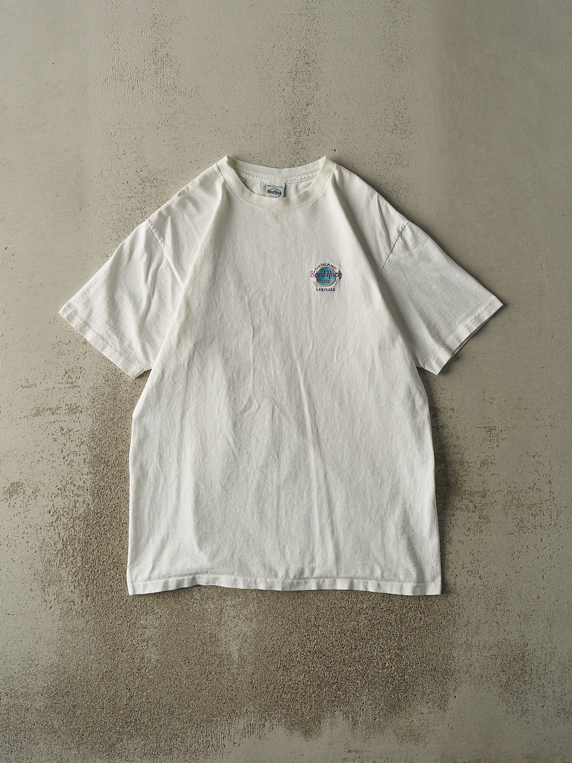 Vintage 90s White Hard Rock Cafe Las Vegas Embroidered Single Stitch Tee (L/XL)