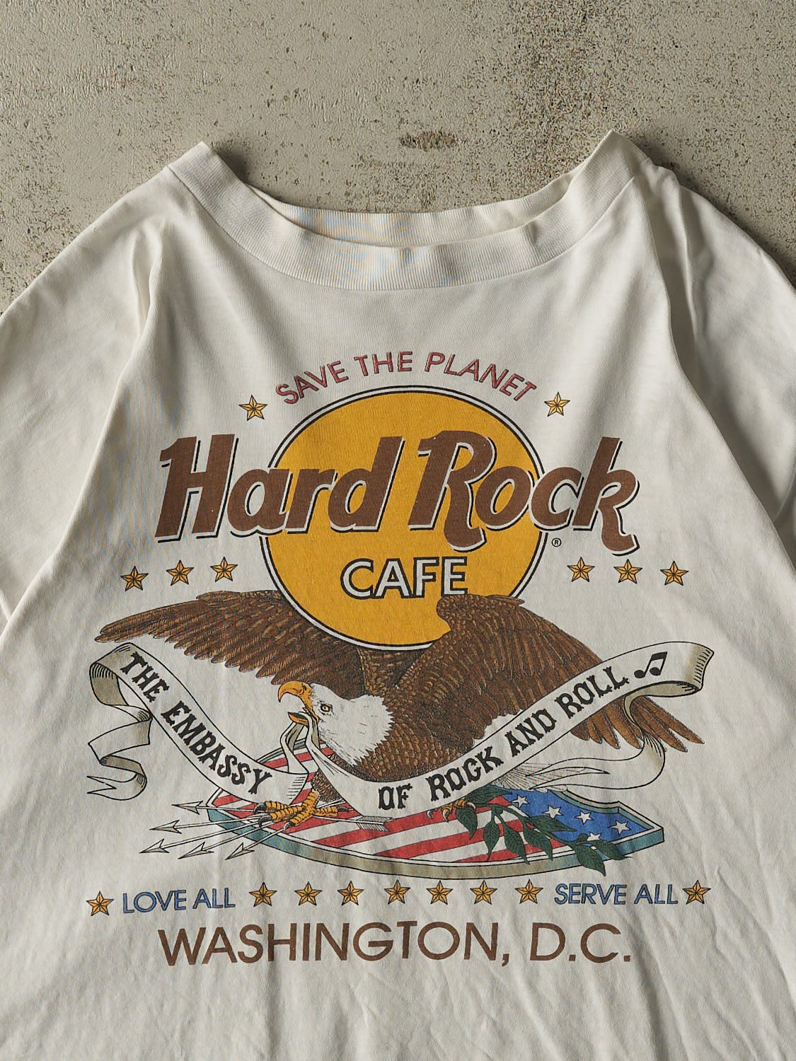 Vintage 90s White Hard Rock Cafe Washington DC Single Stitch Tee (M/L) - Image 3