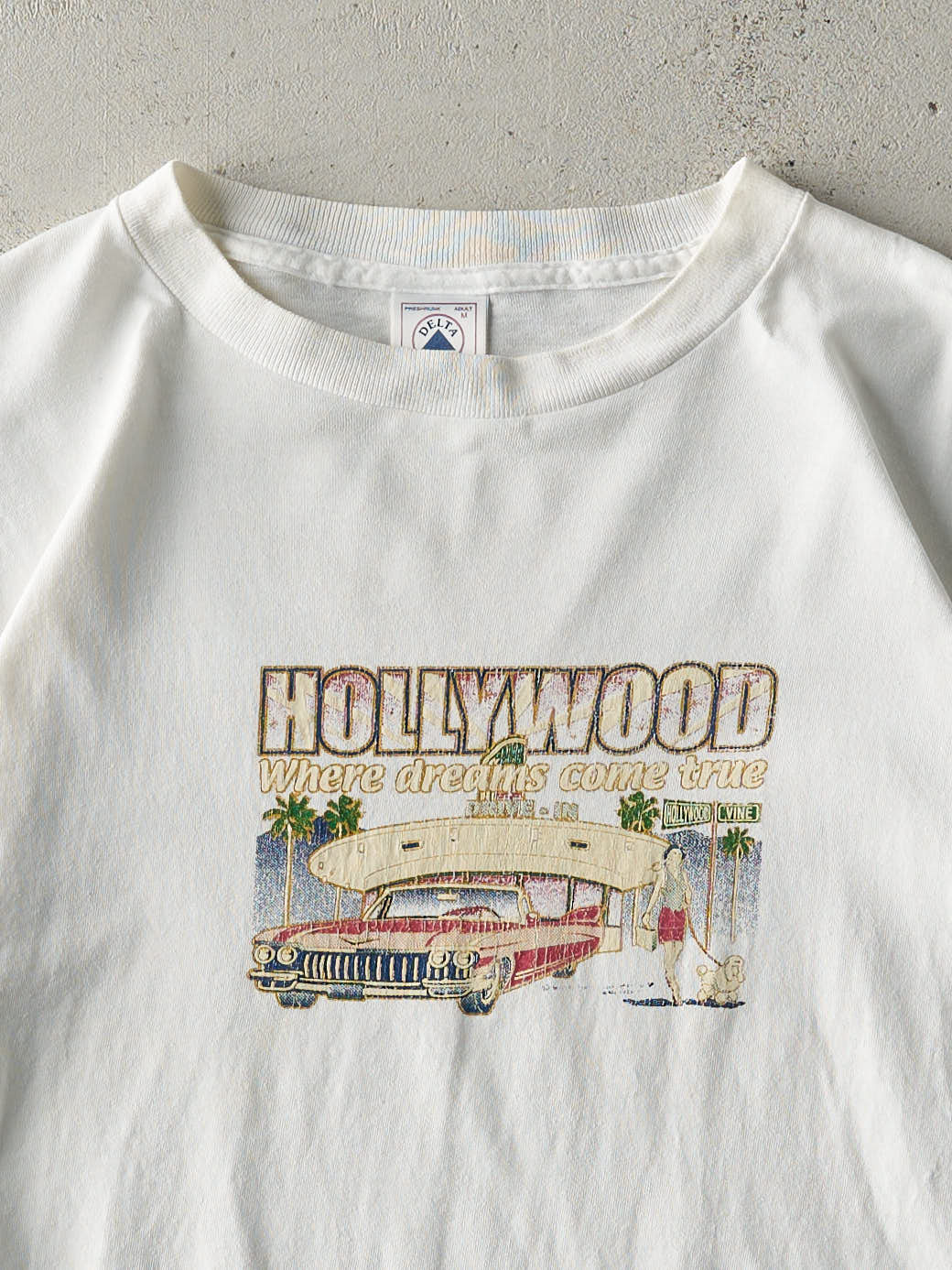 Vintage 90s White Hollywood Tee (M) - Image 2