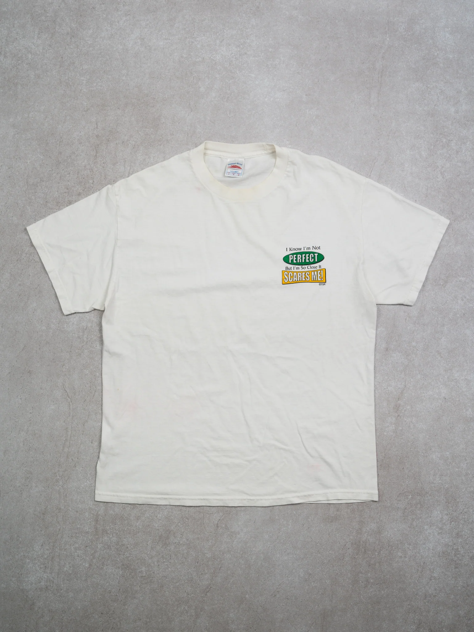 Vintage 90s White 'I Know Im Not Perfect' Tee (M)