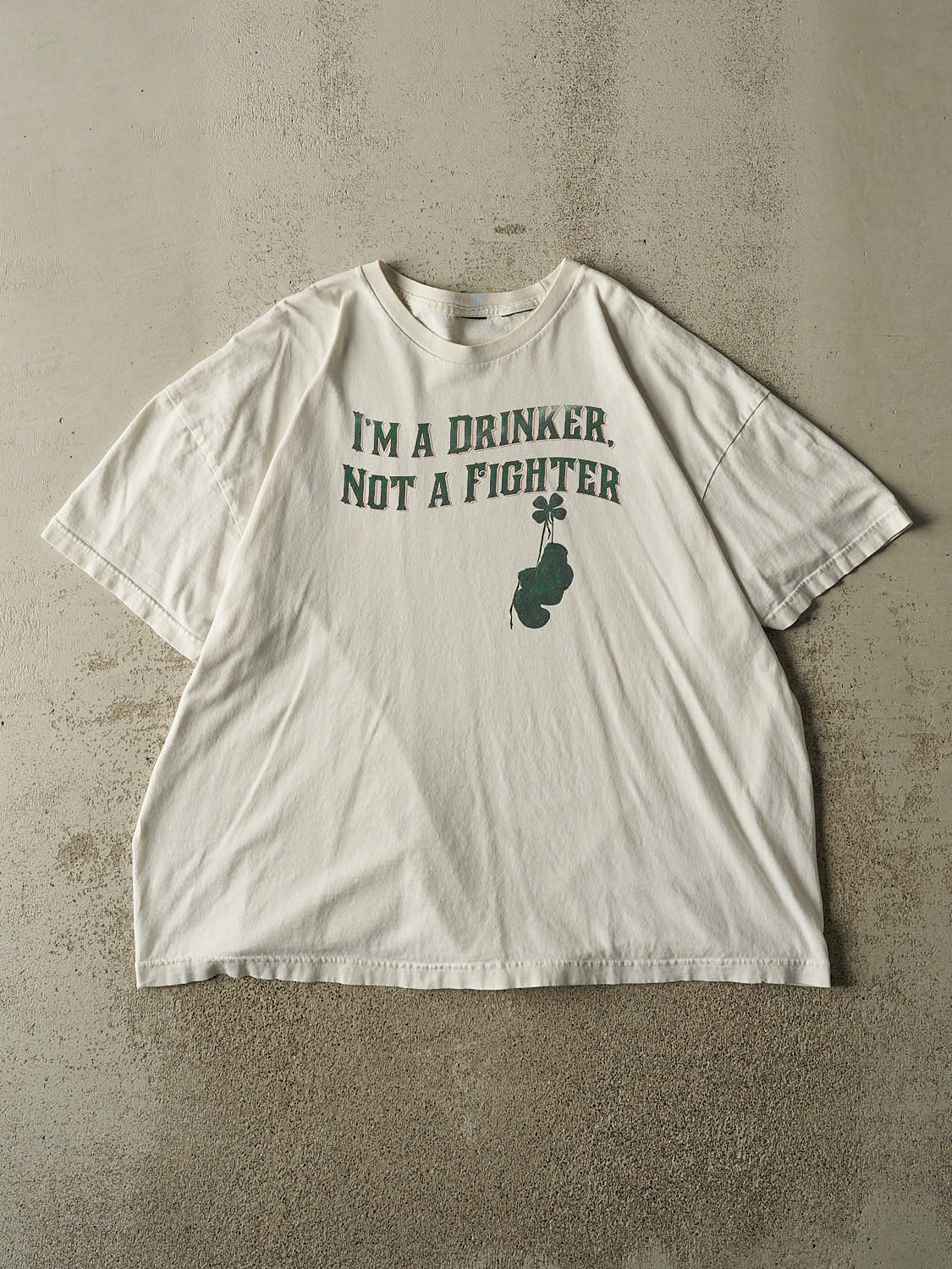 Vintage 90s White "I'm A Drinker, Not A Fighter" Tee (XL/XXL)