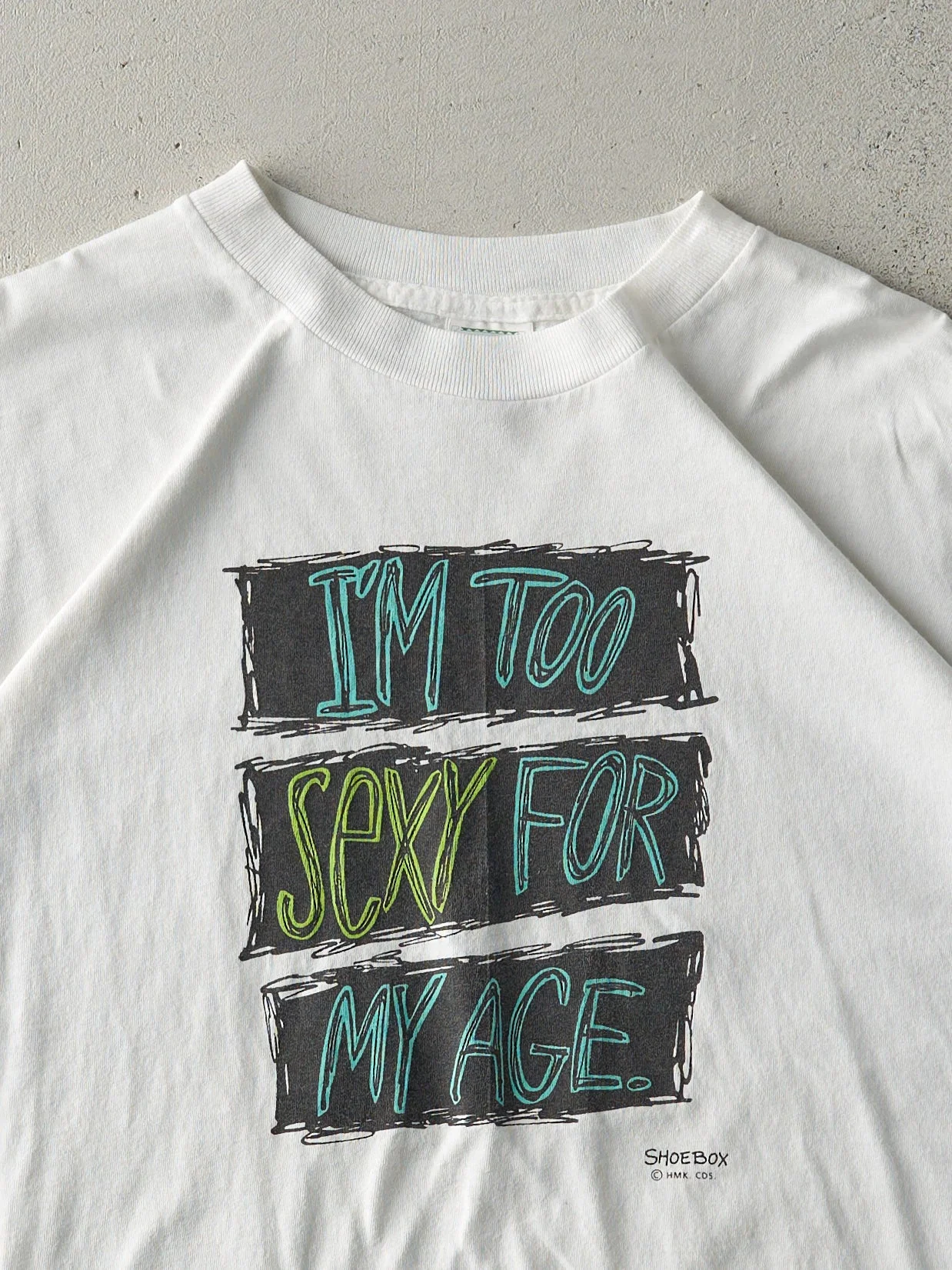 Vintage 90s White "I'm Too Sexy For My Age" Tee (M) - Image 2