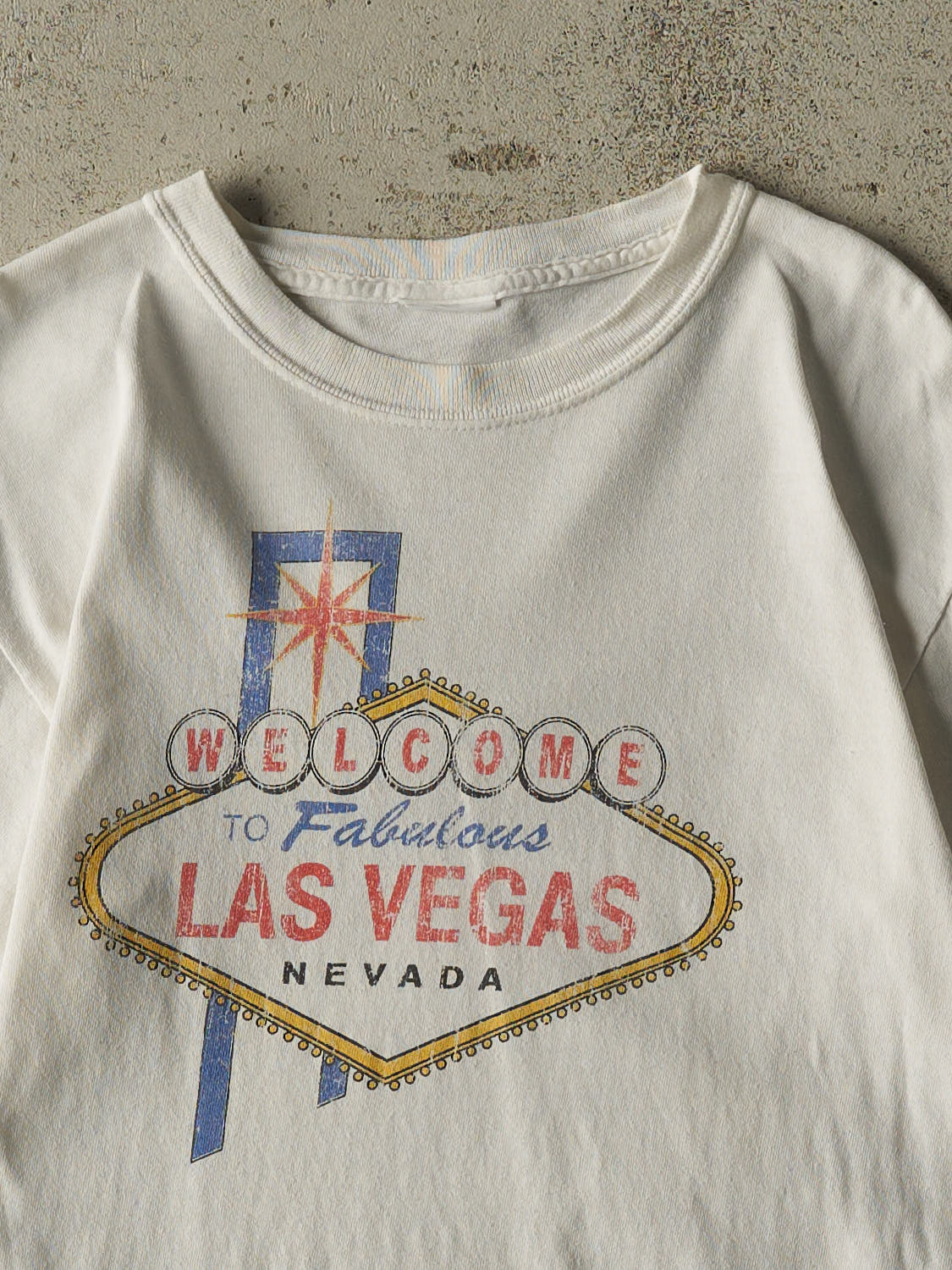 Vintage 90s White Las Vegas Tee (XS/S) - Image 2
