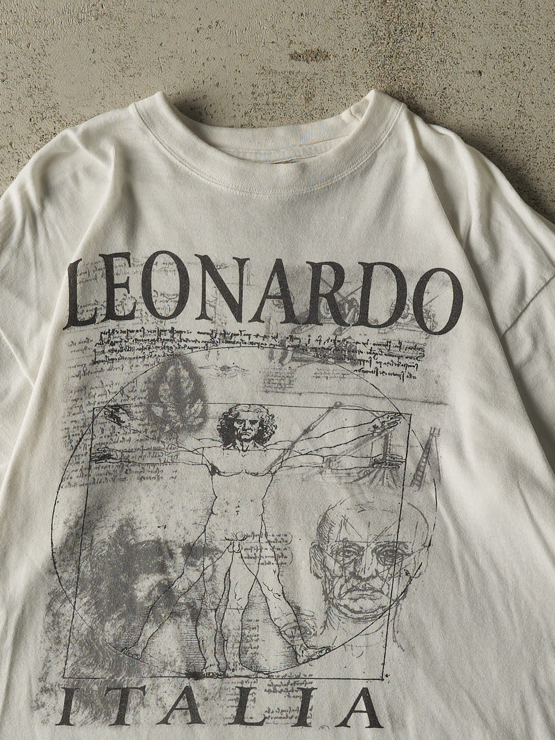 Vintage 90s White Leonardo Da Vinci Art Tee (L) - Image 2