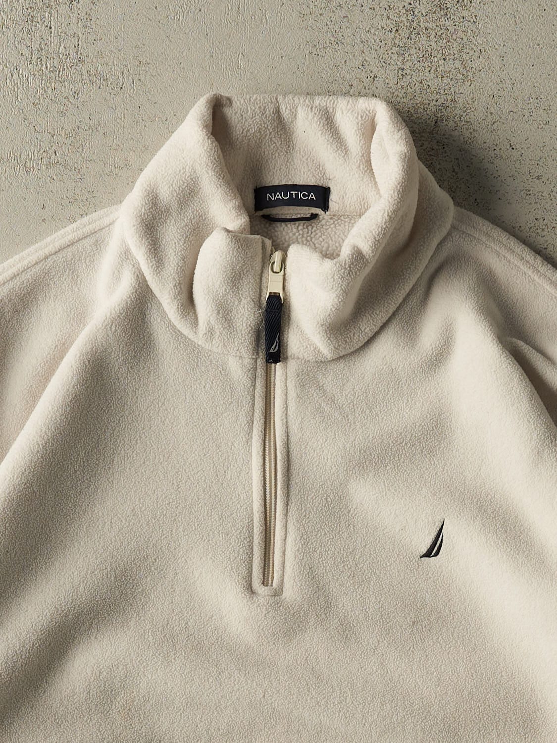 Vintage 90s Beige Nautica Quarter Zip Fleece (XXL) - Image 2