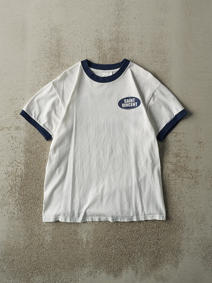 Vintage 90s White & Navy Saint Vincent Ringer Tee (S)