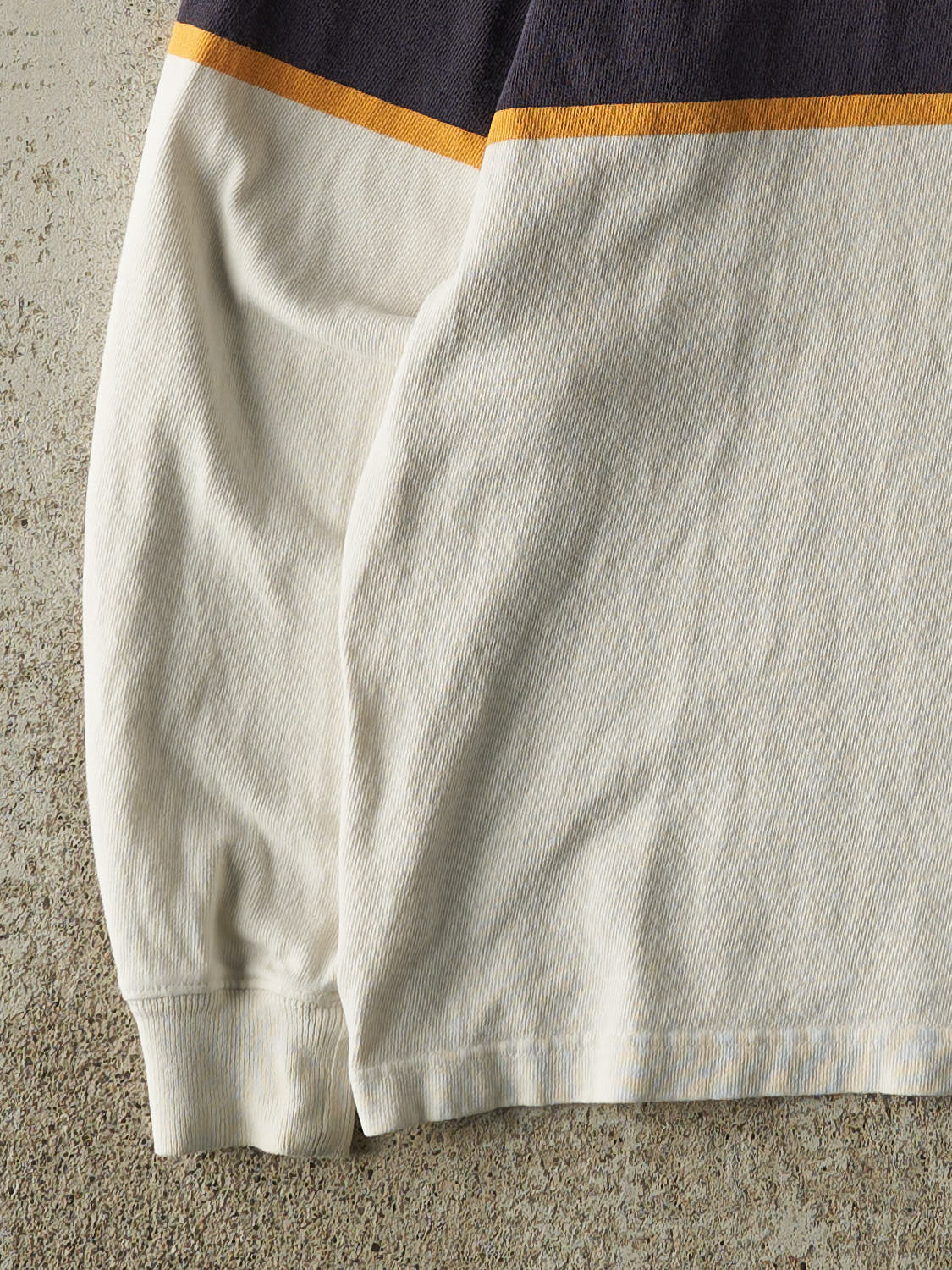 Vintage 90s White, Navy & Yellow Mossimo Rugby Long Sleeve (M/L) - Image 3
