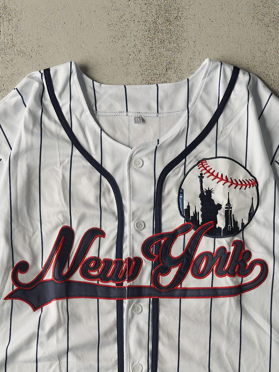 Vintage 90s White New York Baseball Jersey (XL/XXL) - Image 3