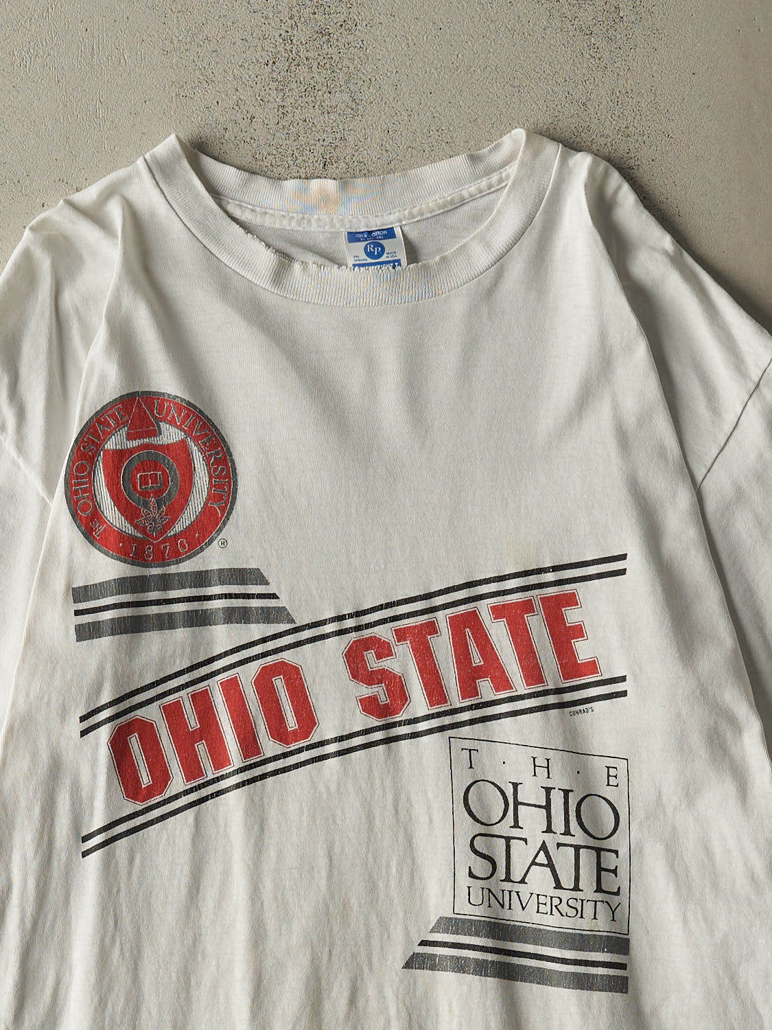 Vintage 90s White Ohio State Buckeyes Tee (L/XL) - Image 2