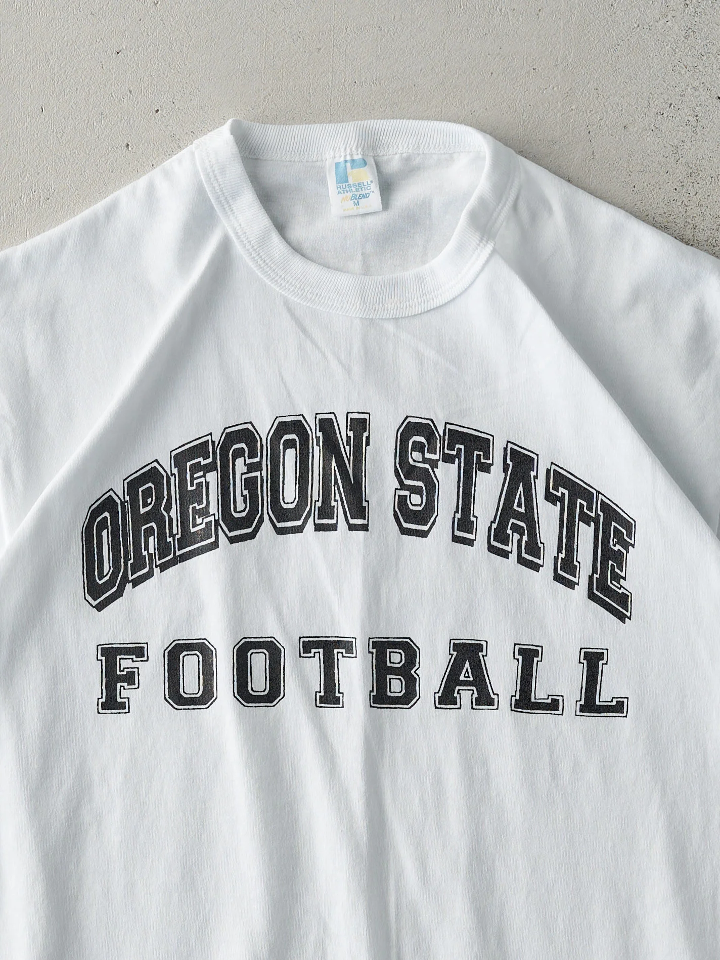 Vintage 90s White Oregon State Football Russell Athletic Tee (S/M) - Image 2