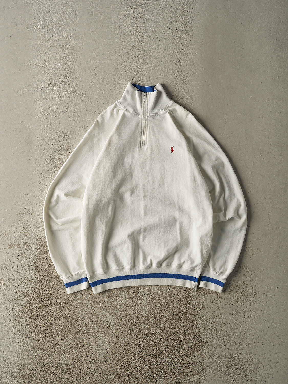 Vintage 90s White Polo by Ralph Lauren Quarter Zip Sweater (L)