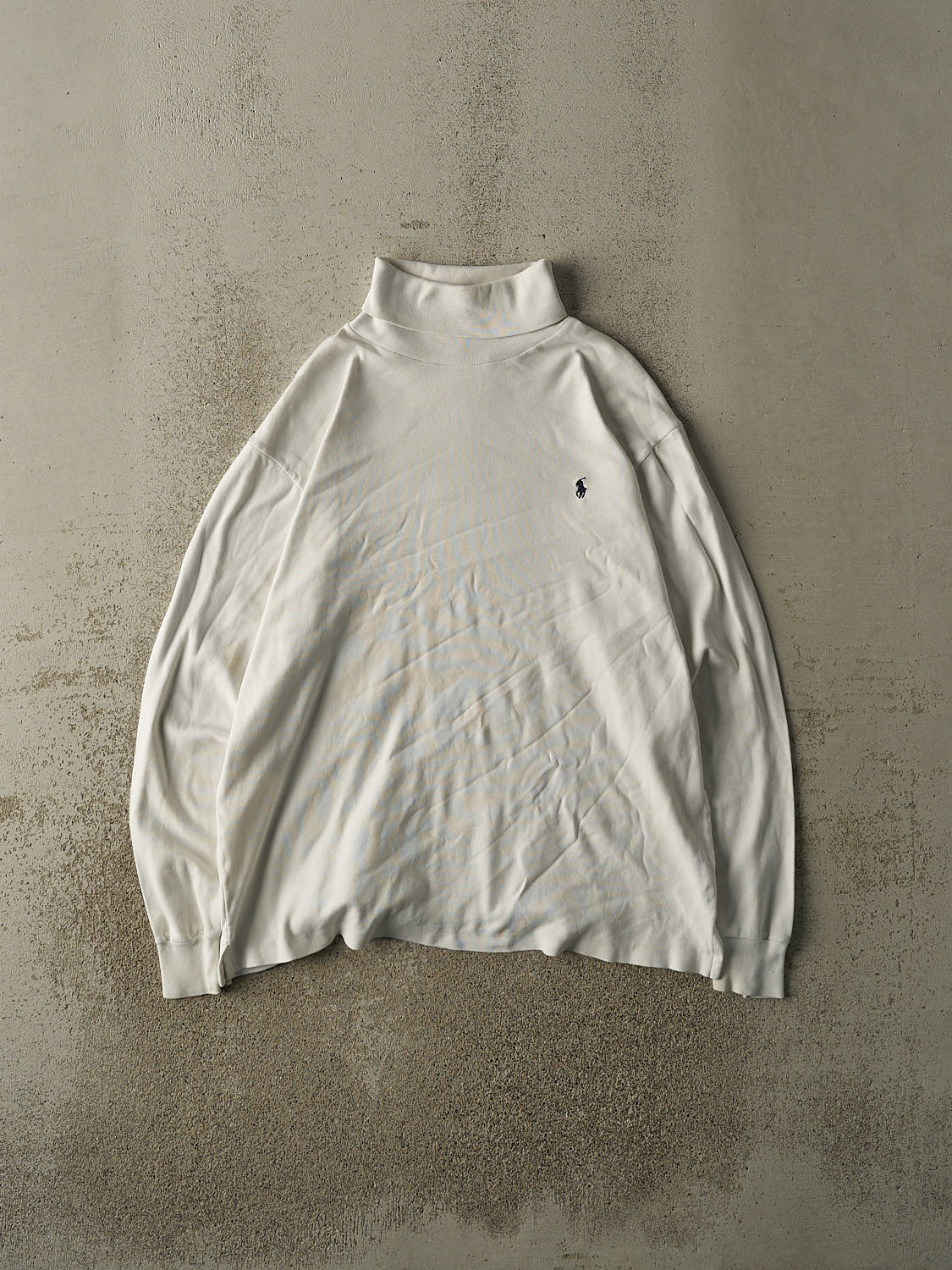 Vintage 90s White Polo Ralph Lauren Embroidered Turtleneck Long Sleeve (L/XL)