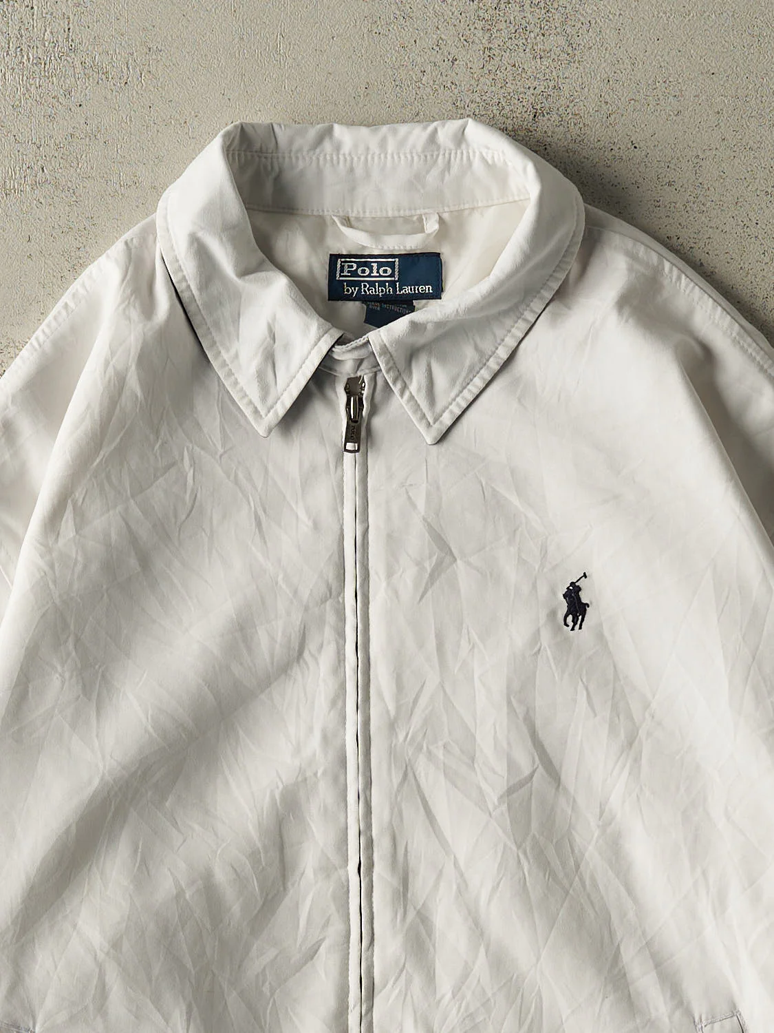 Vintage 90s White Polo Ralph Lauren Harrington Jacket (L/XL) - Image 3
