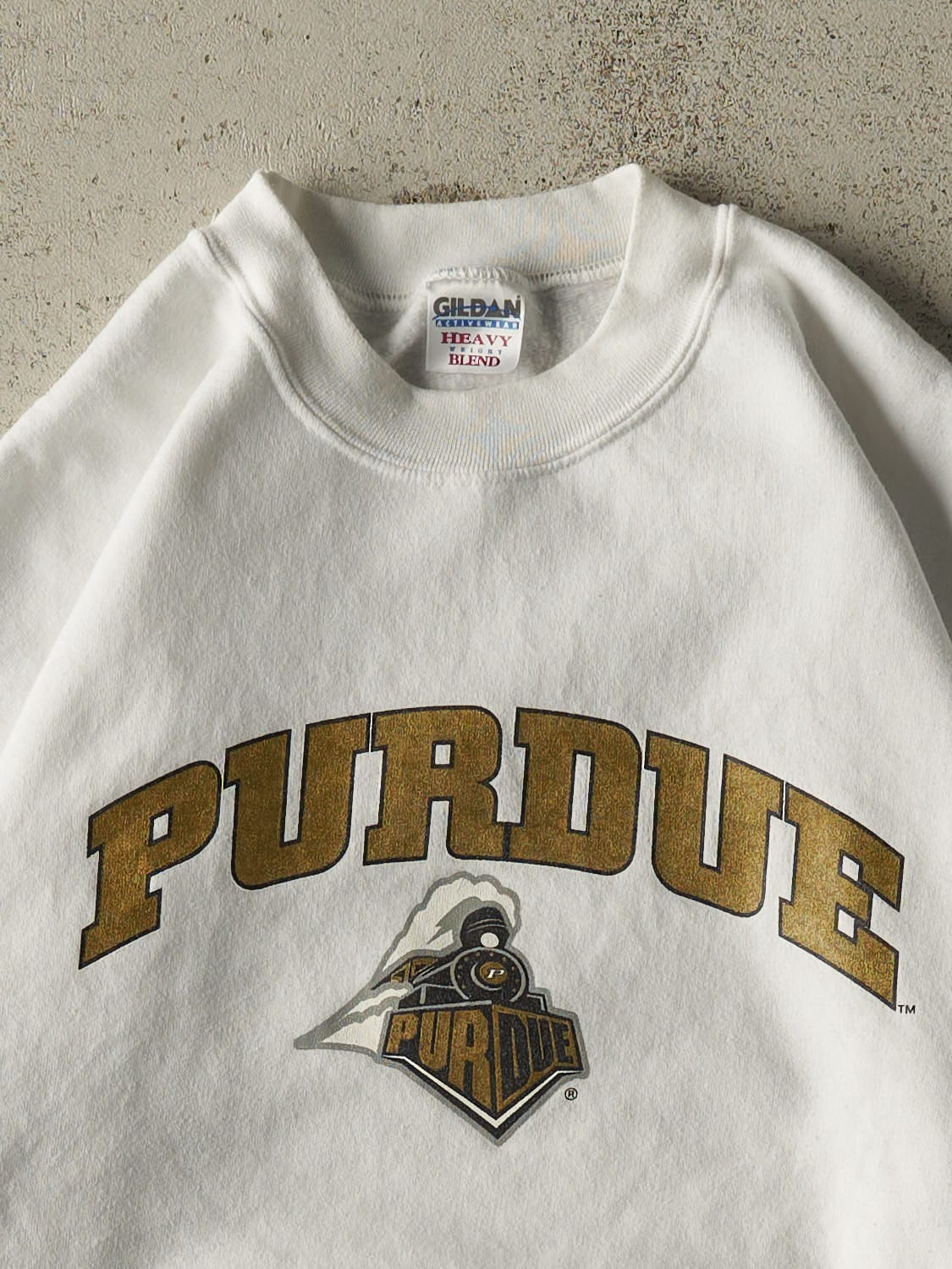 Vintage 90s White Purdue University Crewneck (L/XL) - Image 2