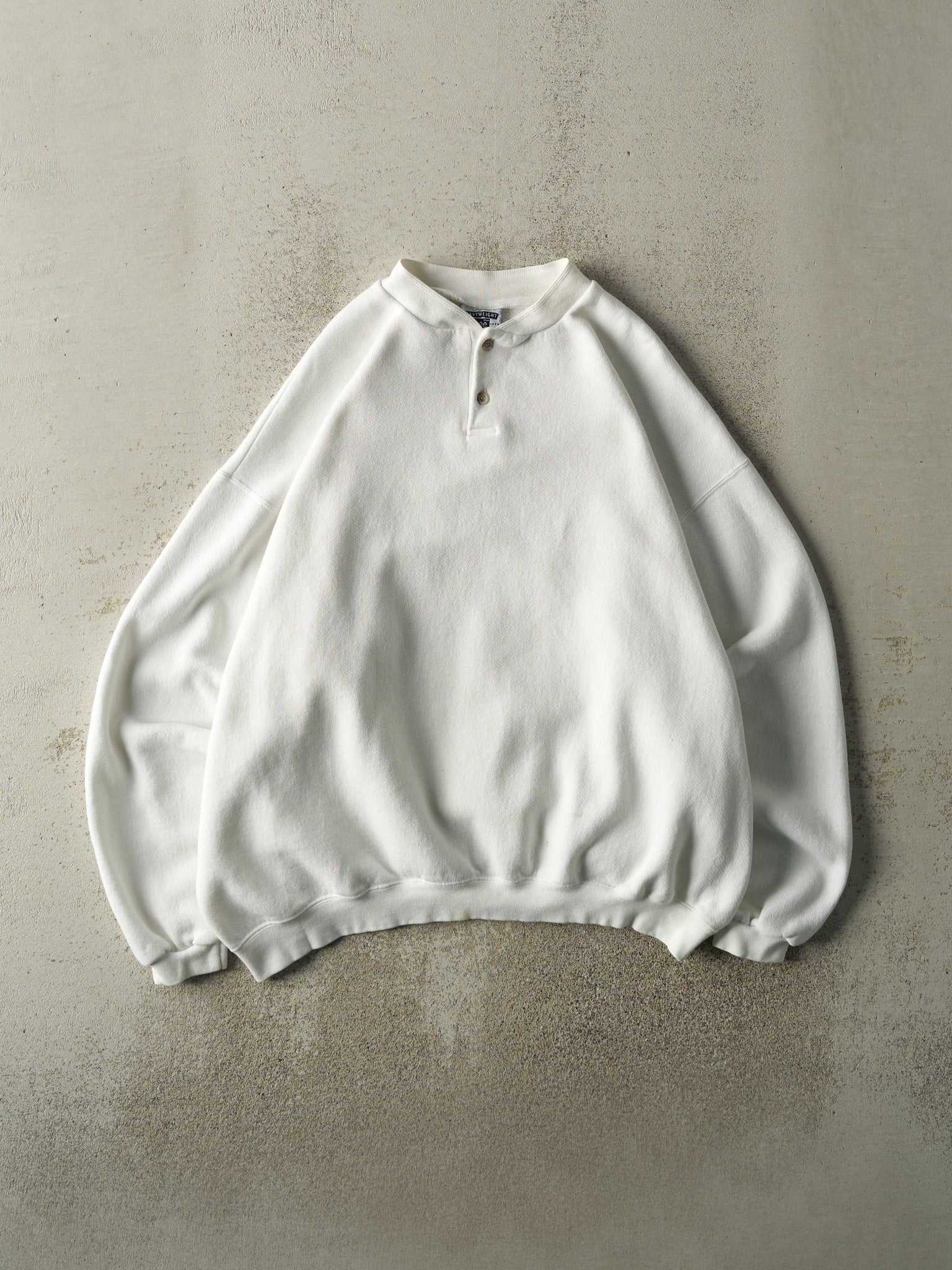 Vintage 90s White Quarter Button Sweatshirt (L/XL)
