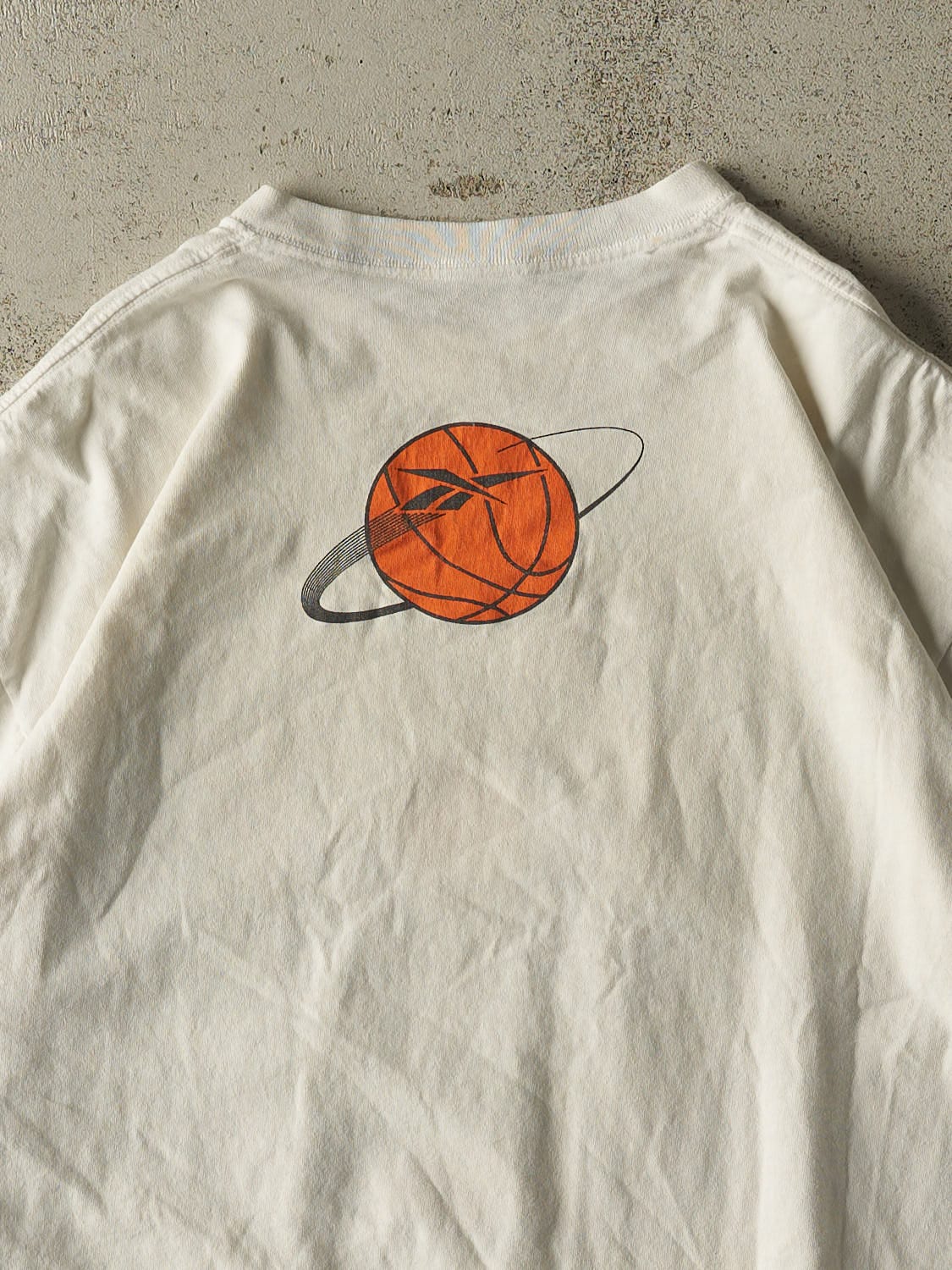 Vintage 90s White Reebok Michigan State Basketball Tee (L/XL) - Image 4