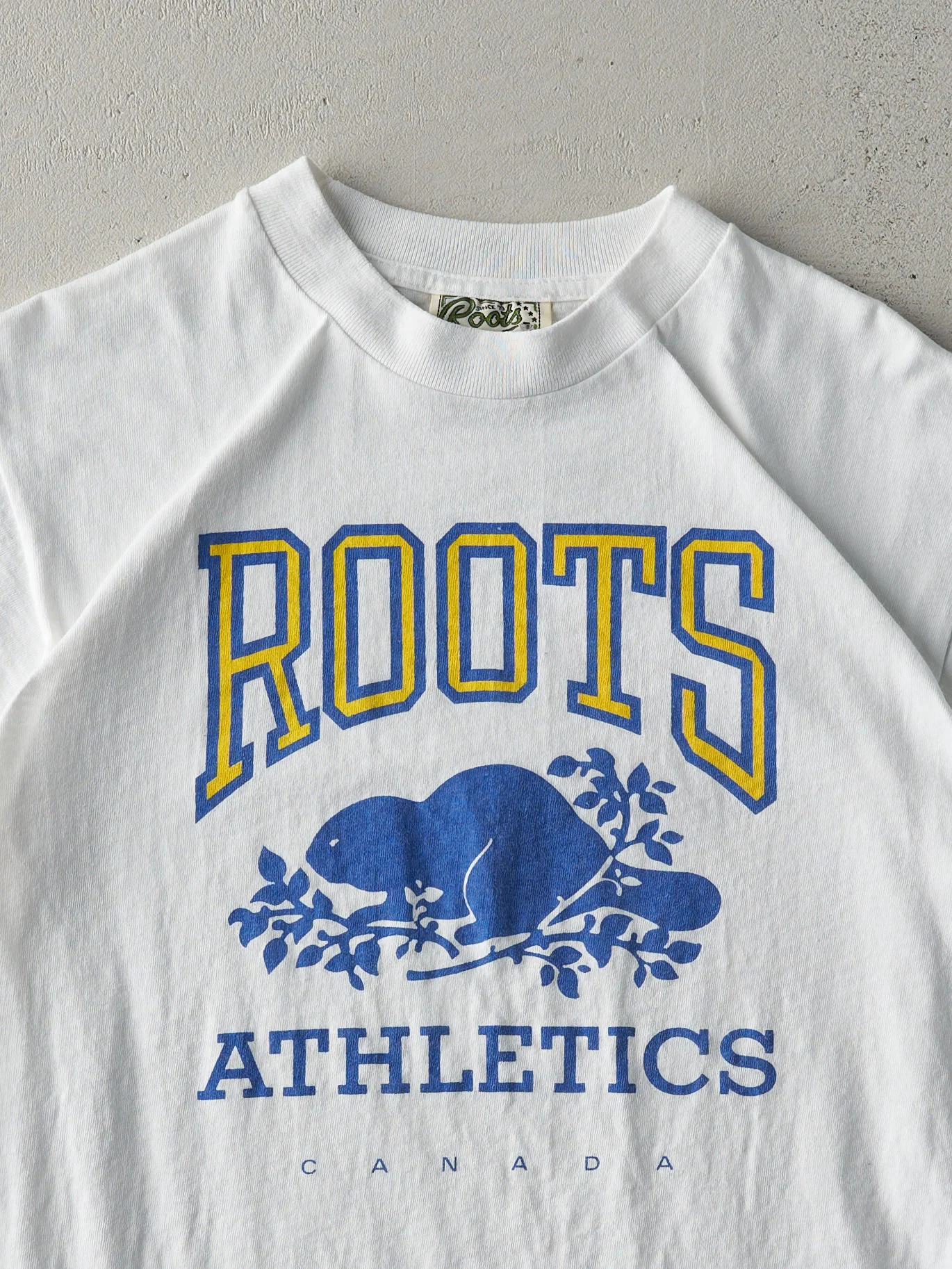 Vintage 90s White Roots Athletics Tee (S/M) - Image 2