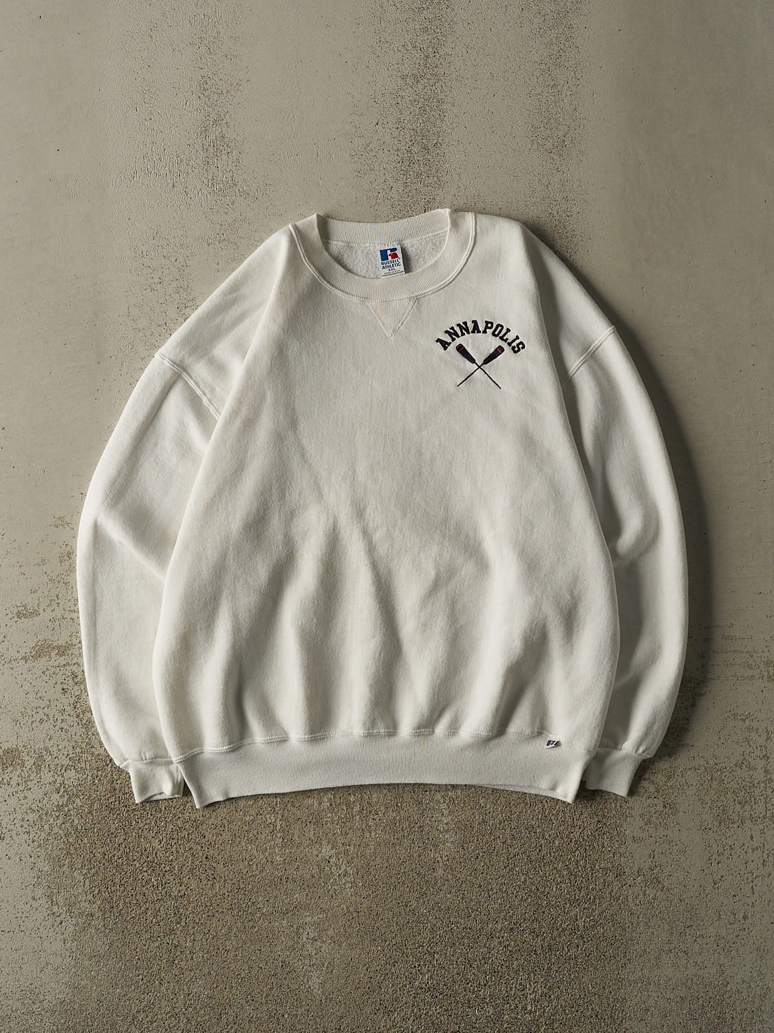 Vintage 90s White Russell Athletic Annapolis Crewneck (XL/XXL)