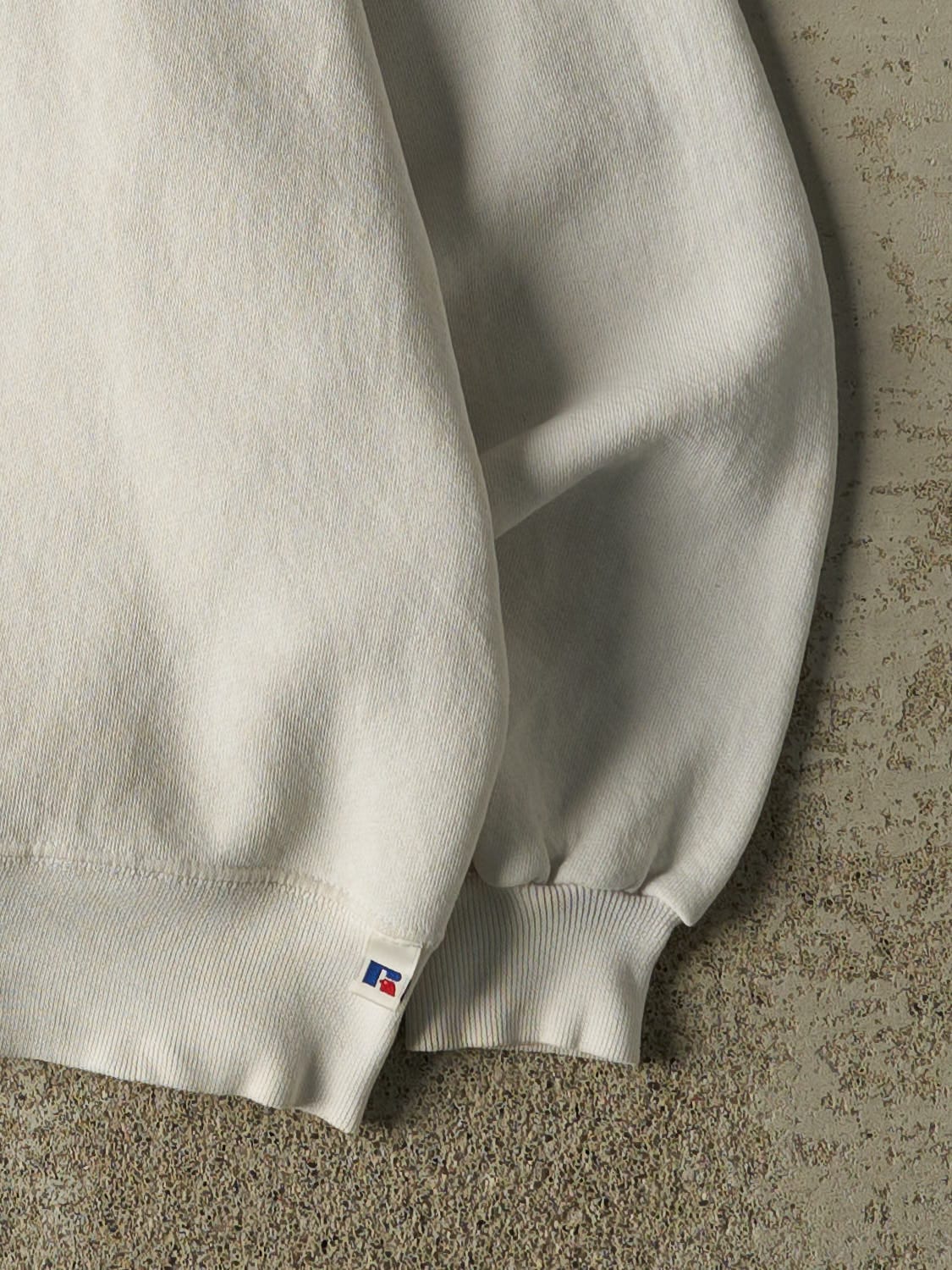 Vintage 90s White Russell Athletic Blank Crewneck (M/L) - Image 4