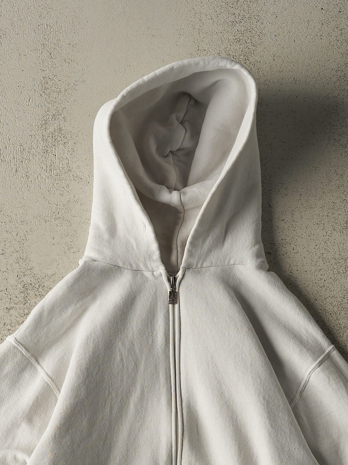 Vintage 90s White Russell Athletic Blank Zip Up Hoodie (S/M) - Image 2