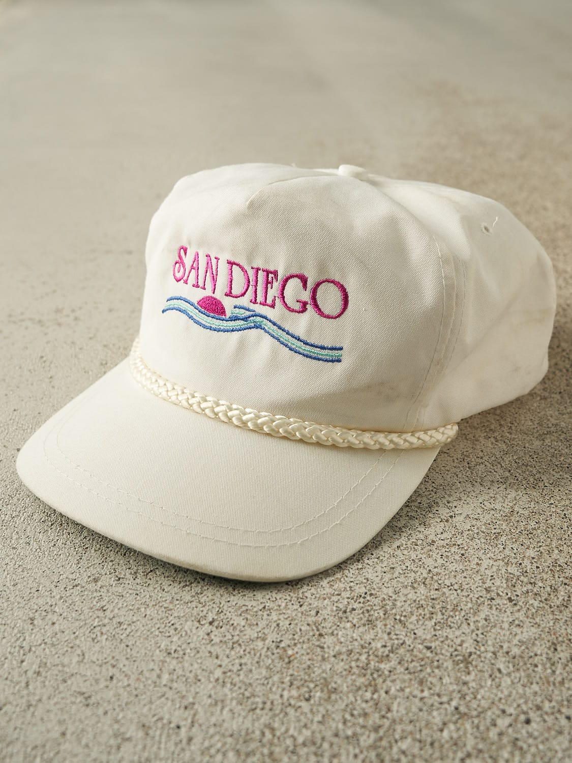 Vintage 80s White San Diego Embroidered Leather Strapback (O/S) - Image 2