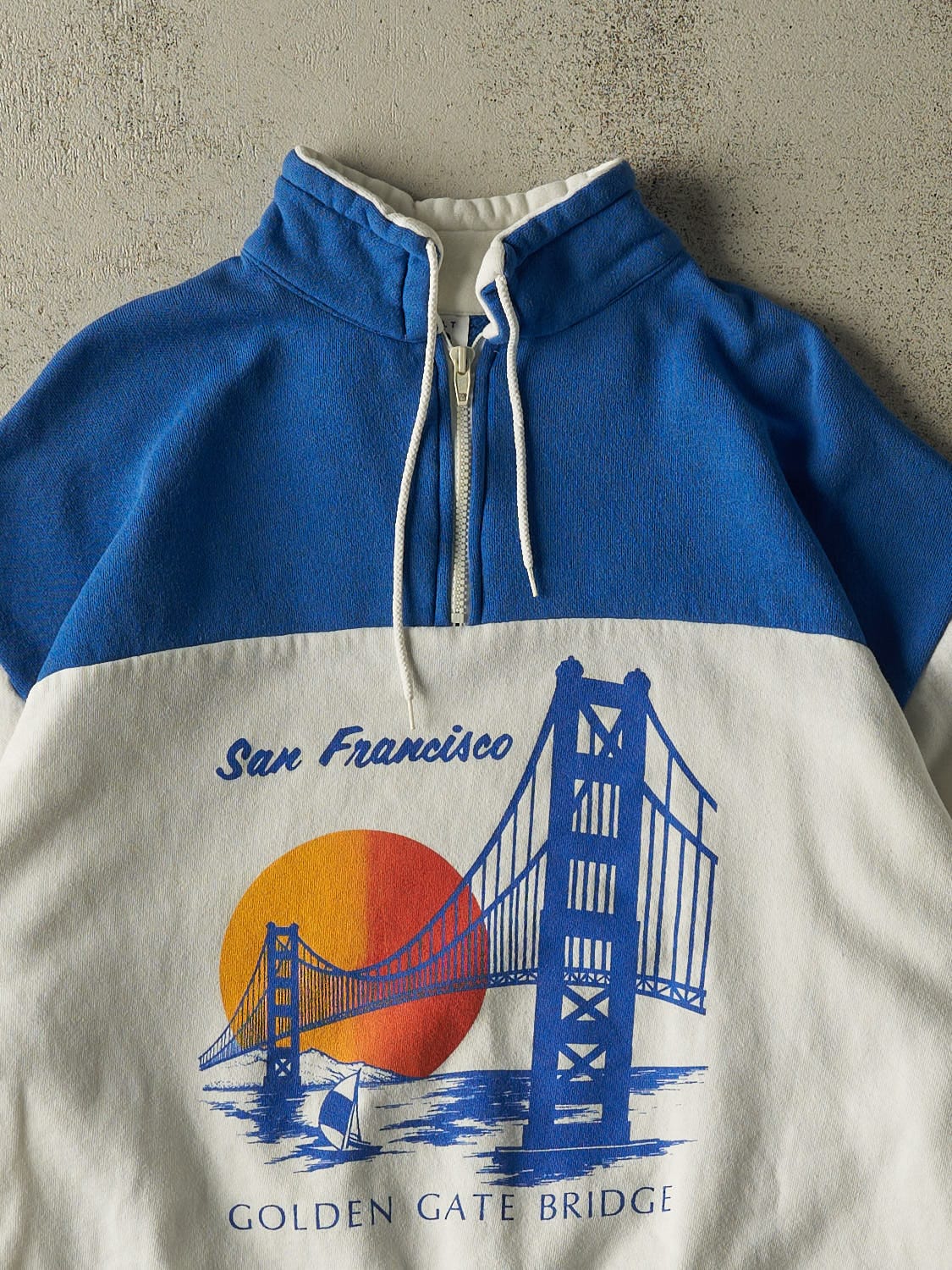 Vintage 80s White San Francisco Golden Gate Bridge Quarter Zip Sweater (M/L) - Image 2