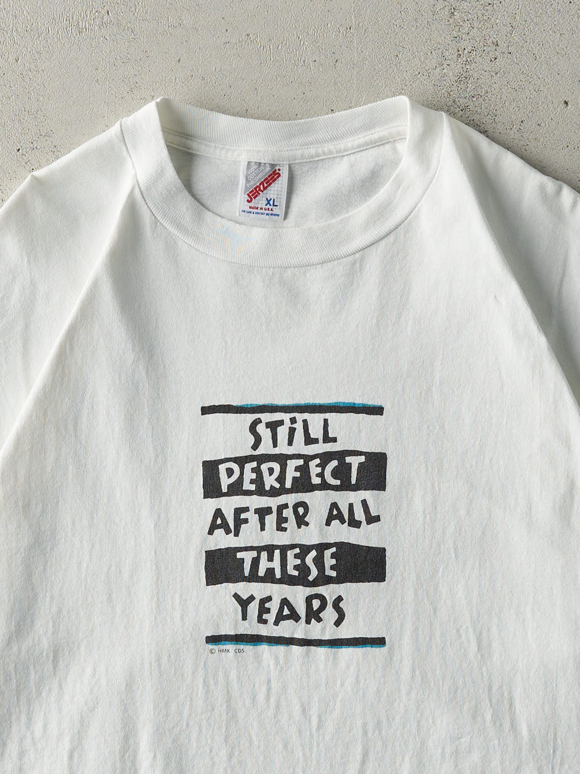 Vintage 90s White "Still Perfect" Slogan Tee (L) - Image 2
